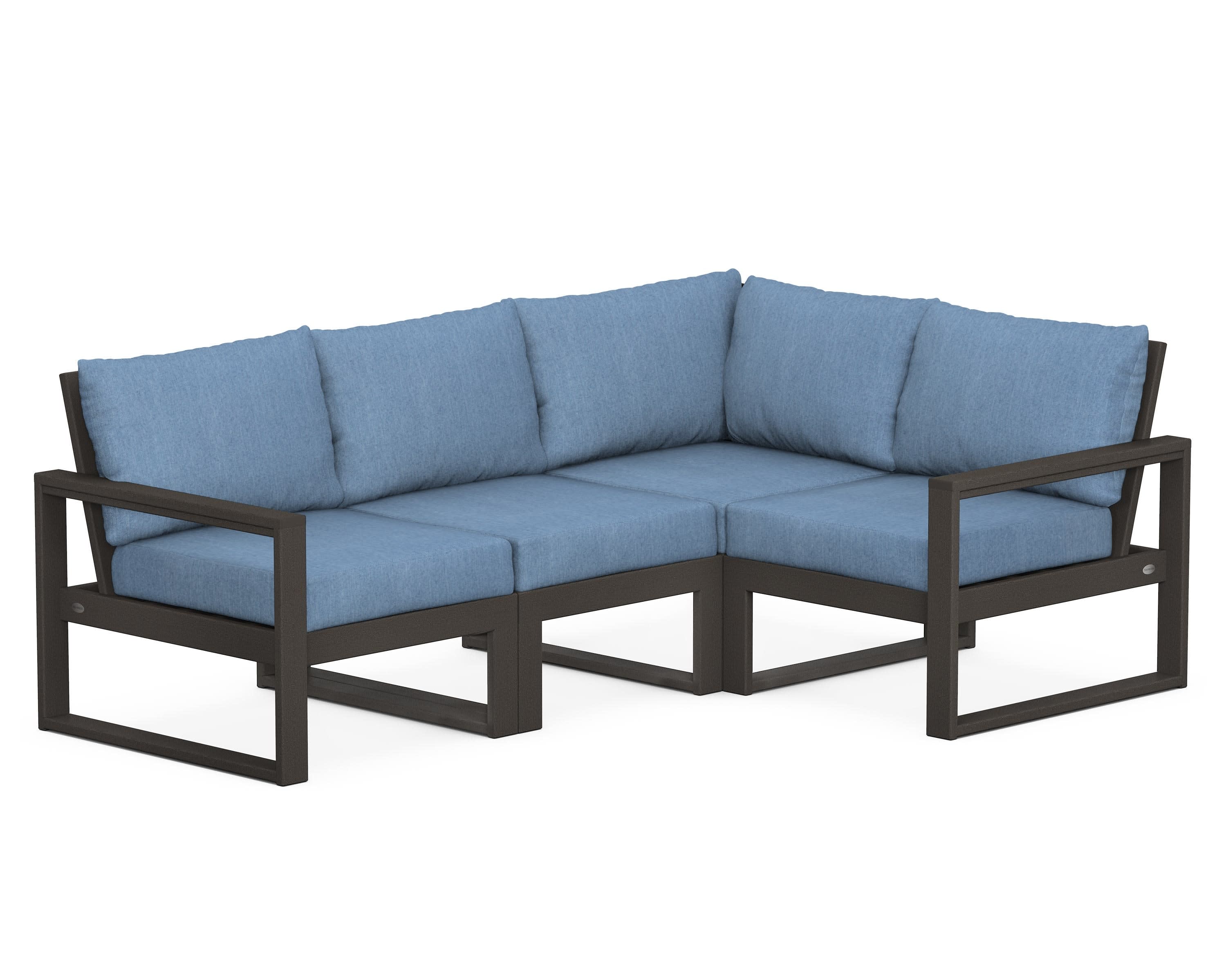 EDGE 4-Piece Modular Deep Seating Set in Vintage Coffee / Sky Blue
