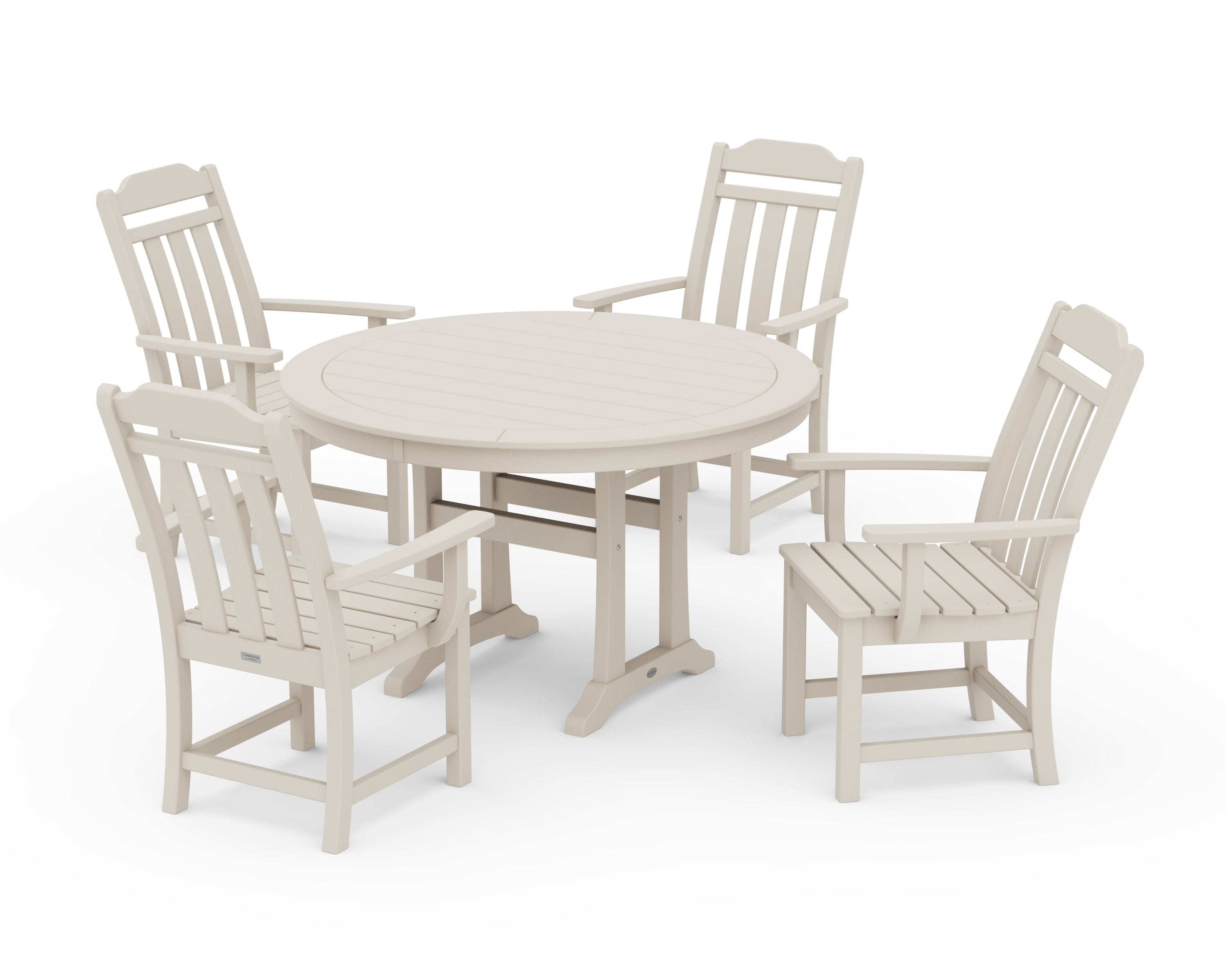 Cottage 5-Piece Round Dining Set with Trestle Legs in Sand
