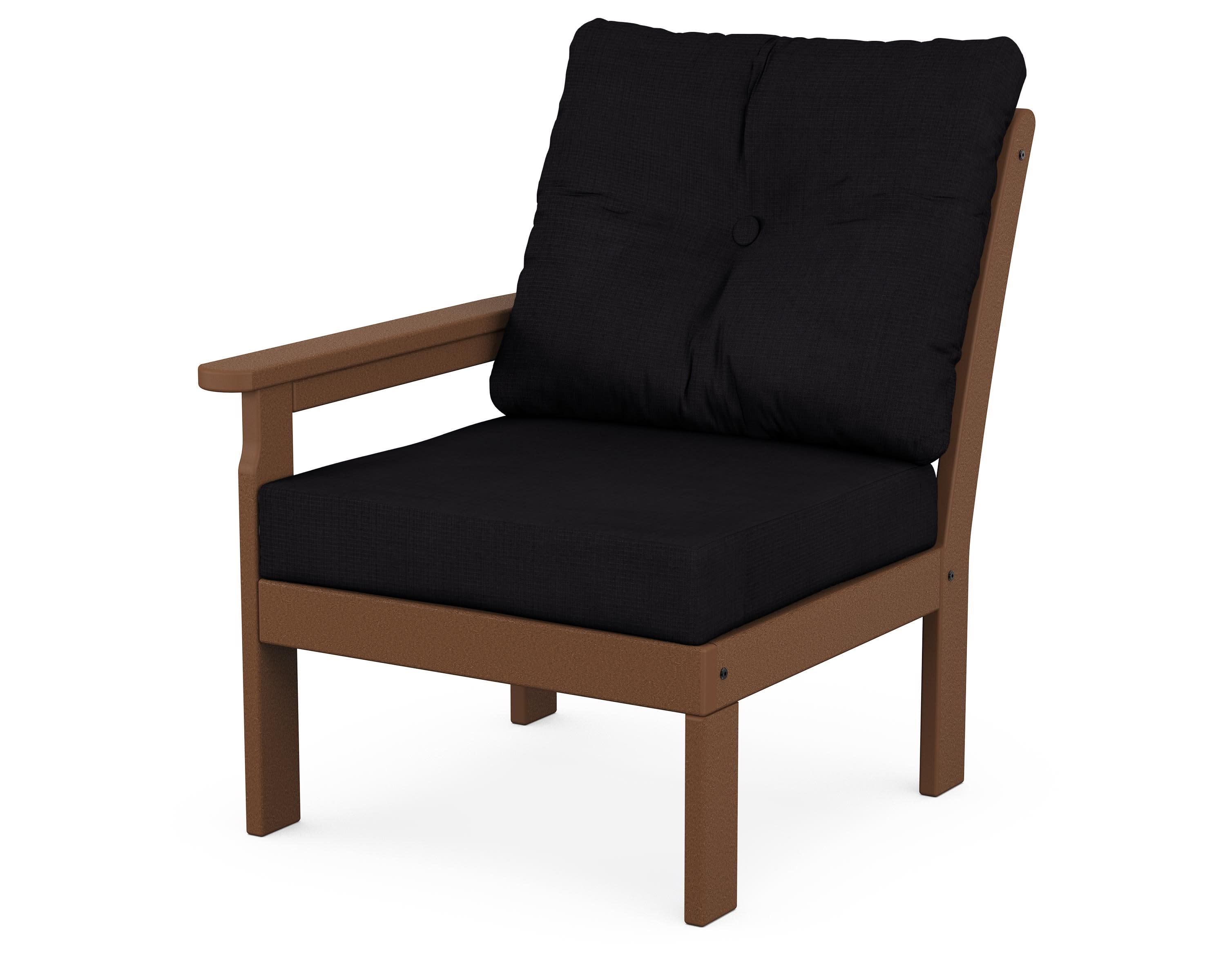 Vineyard Modular Left Arm Chair in Teak / Midnight Linen