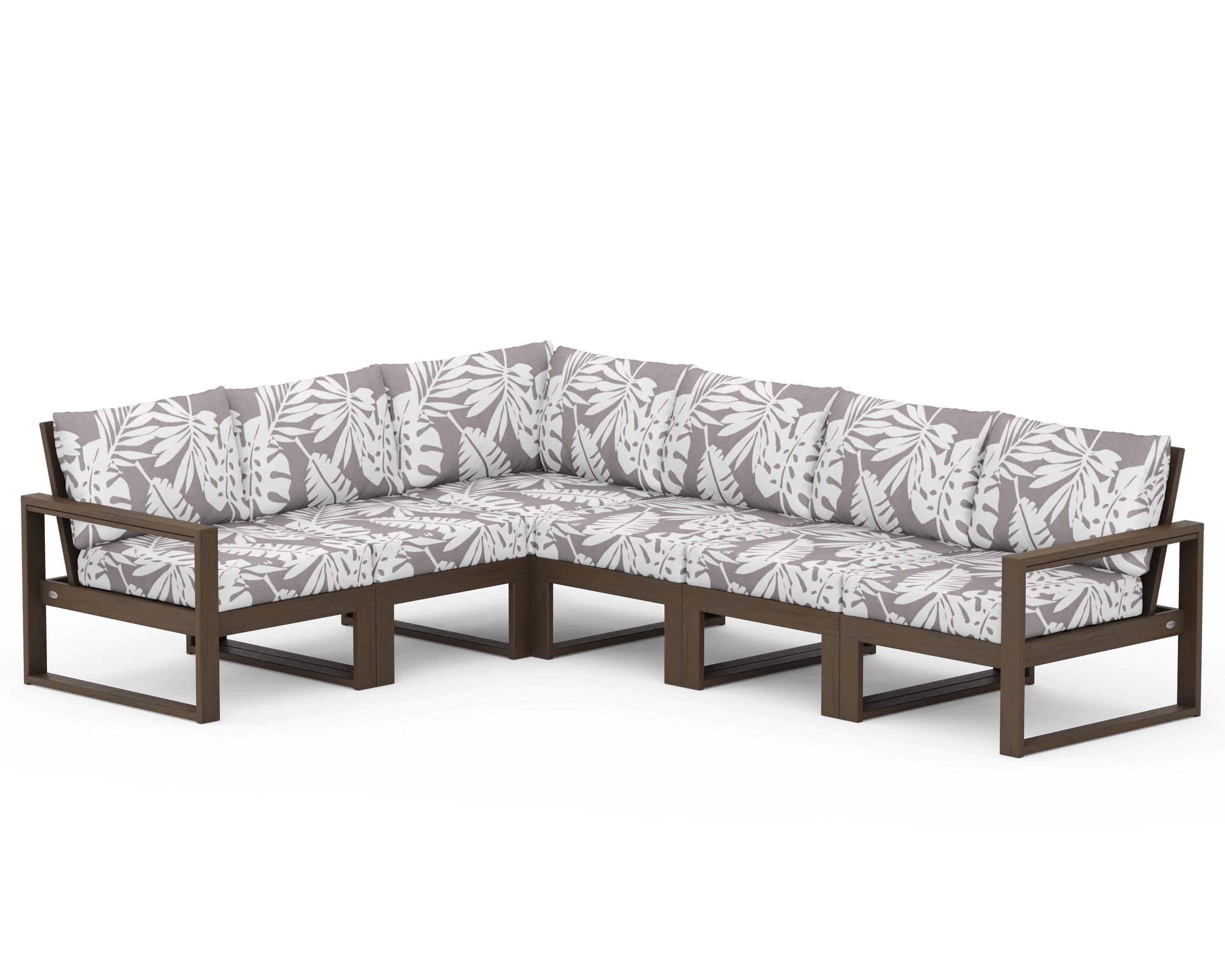 EDGE 6-Piece Modular Deep Seating Set in Kona / Leaf Grey Mist