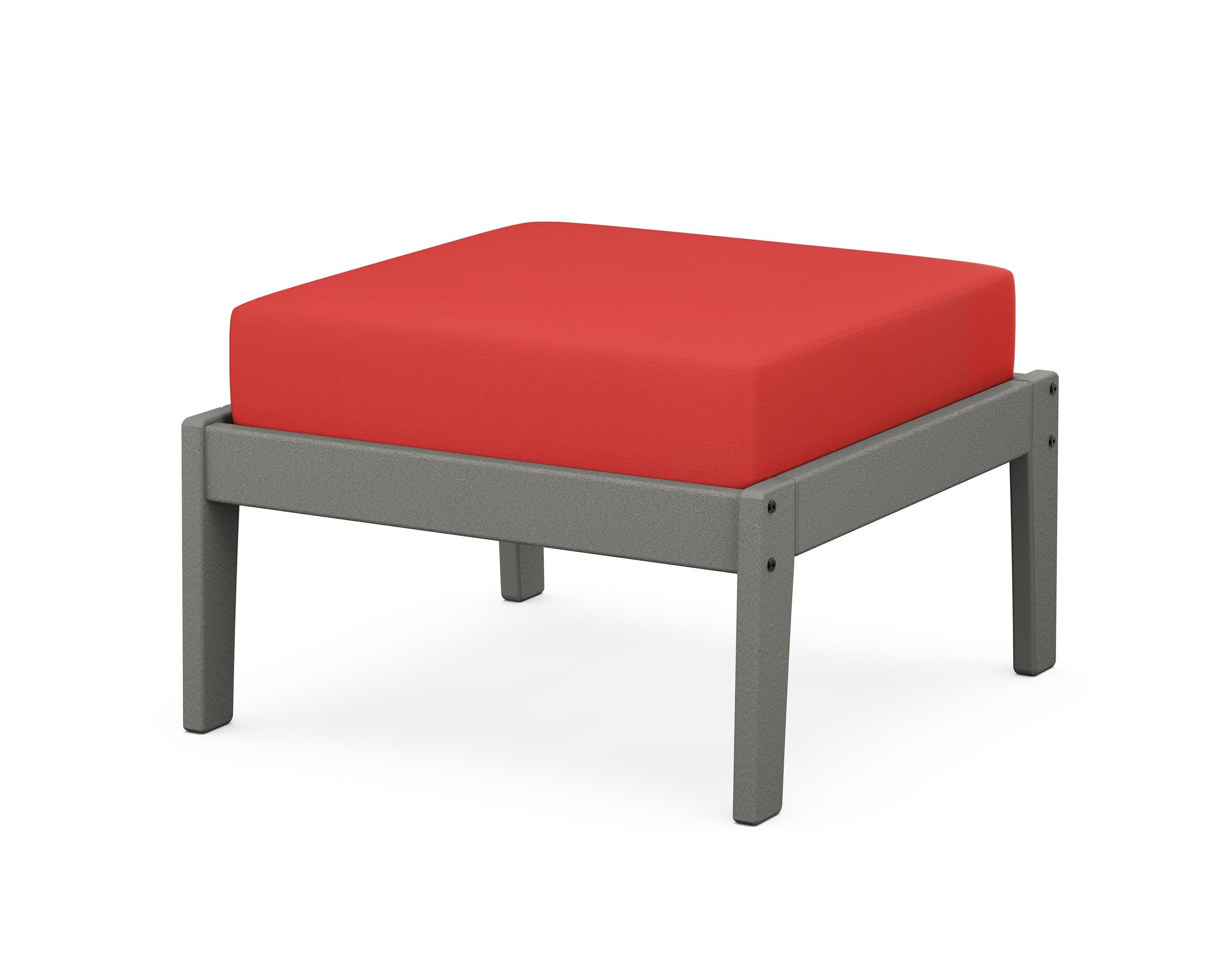 Deep Seating Ottoman in Slate Grey / Crimson Linen