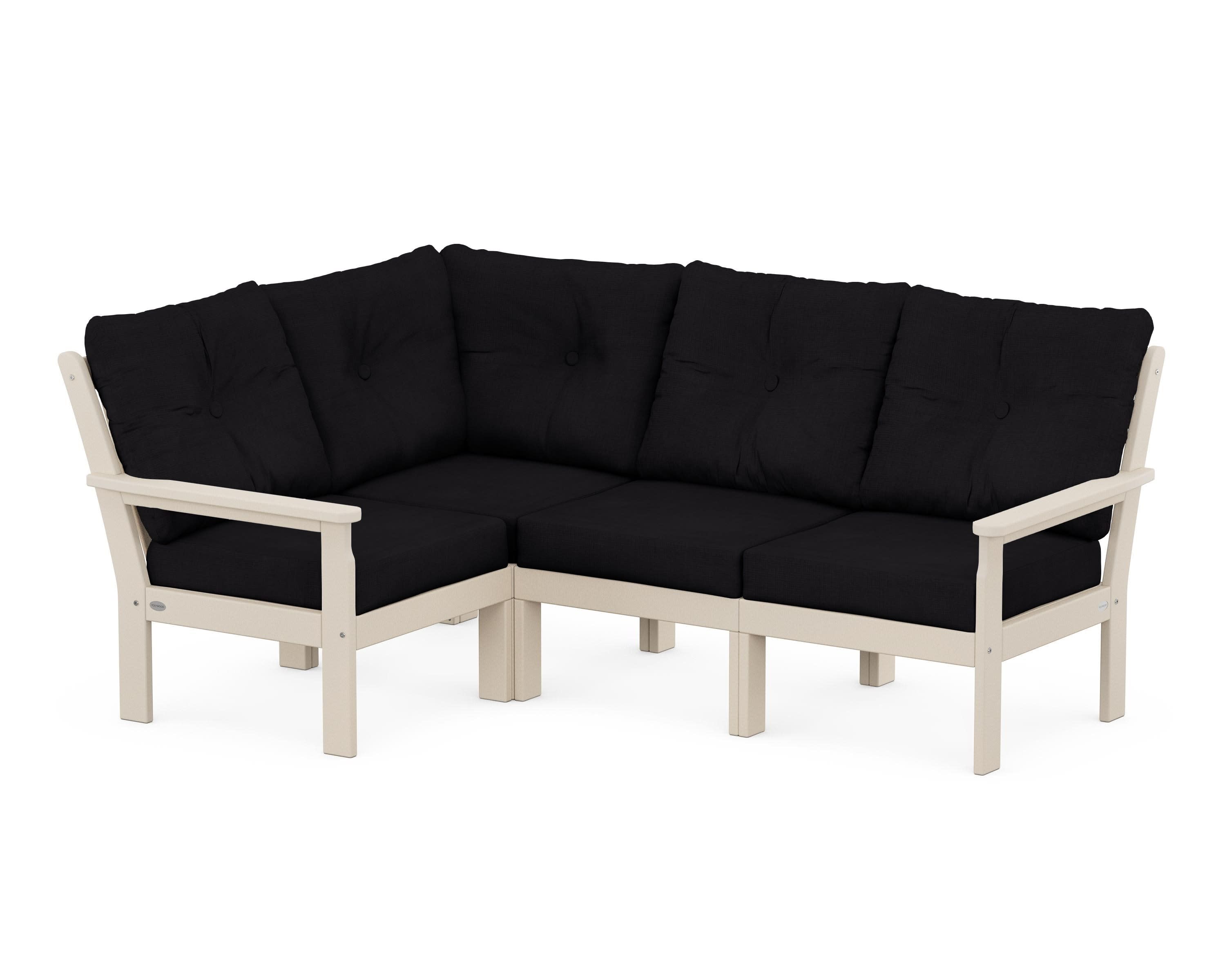 Vineyard 4-Piece Sectional in Sand / Midnight Linen