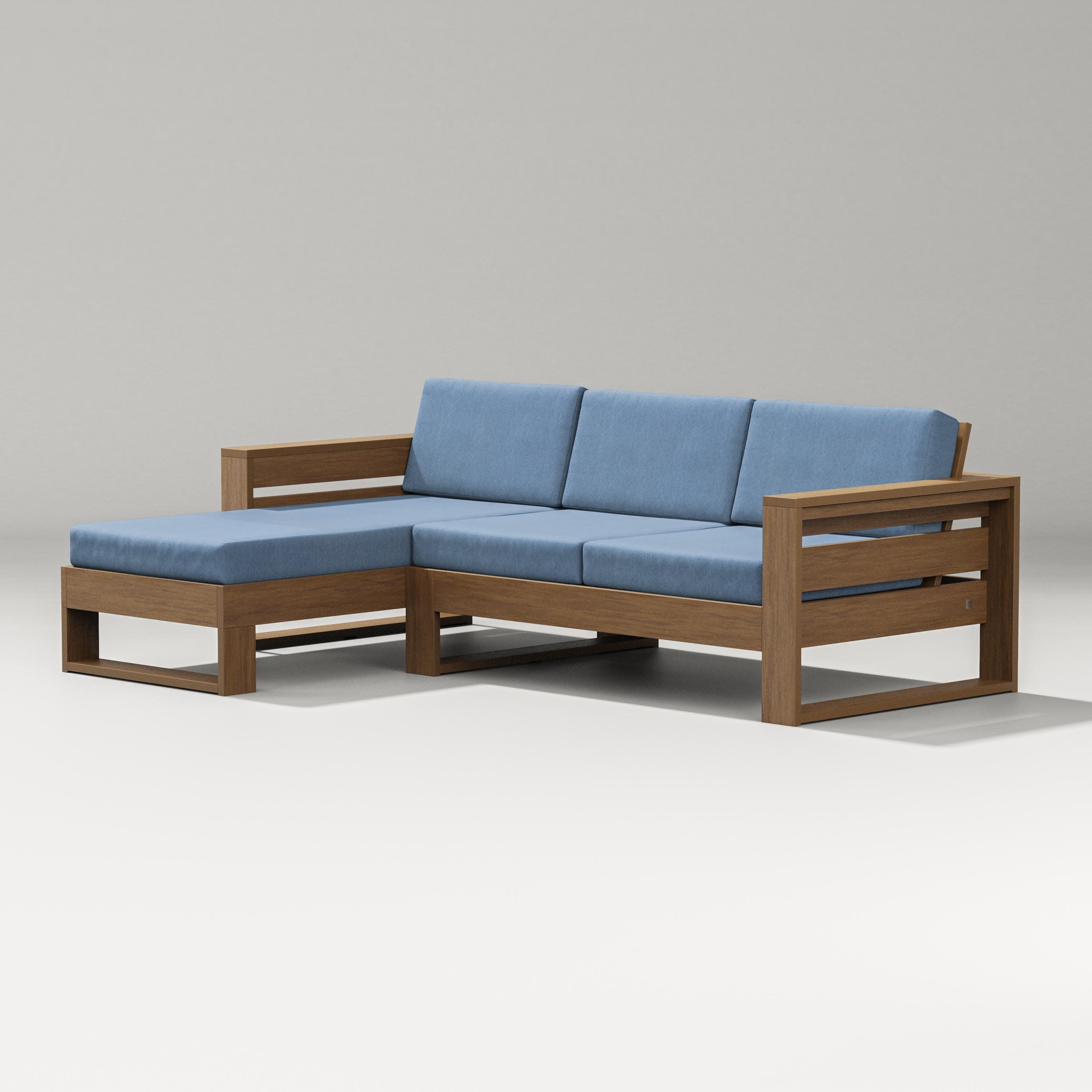 Latitude Left Chaise Sectional in Natural / Sky Blue