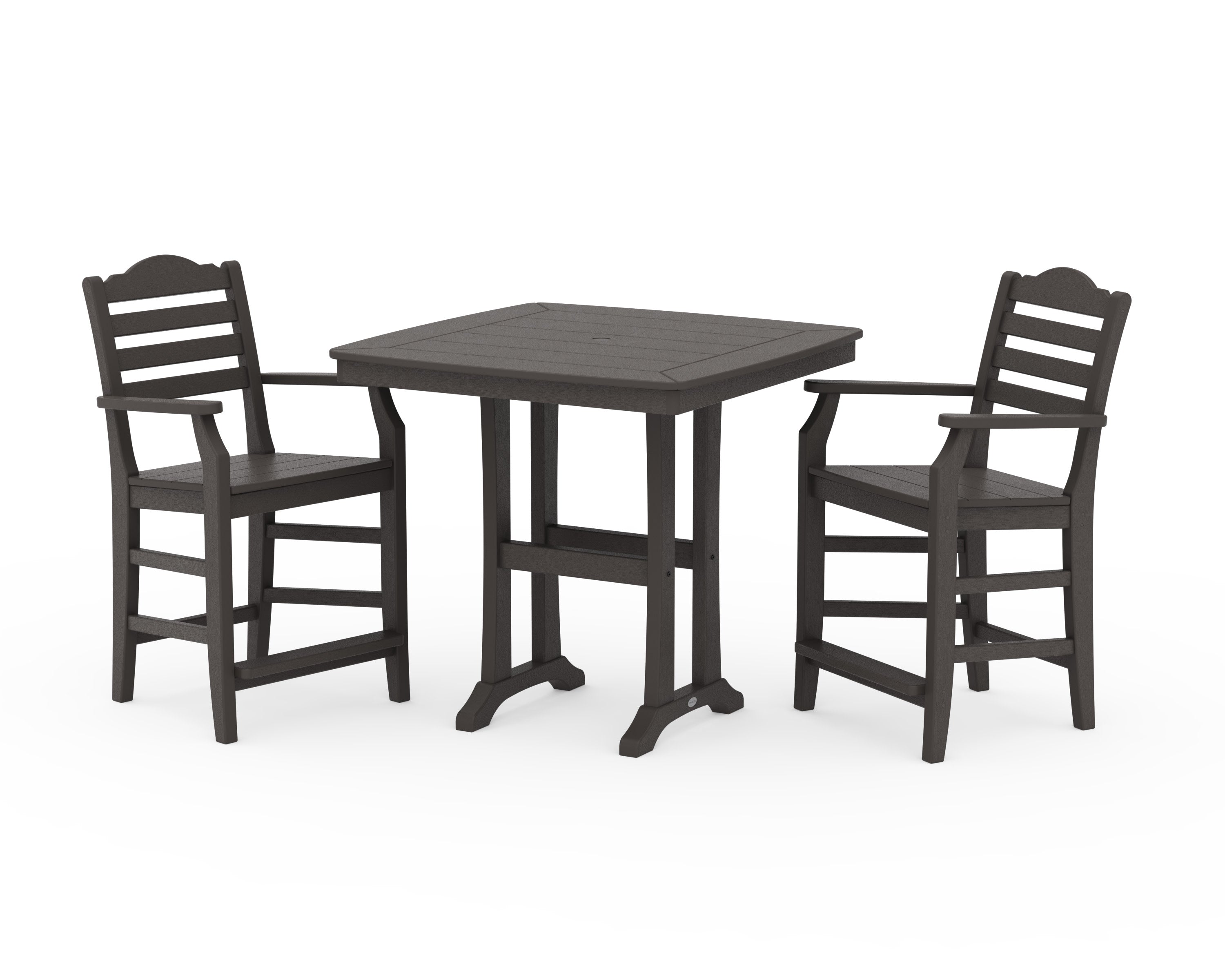 Savannah 3-Piece Counter Set with Trestle Legs in Vintage Coffee