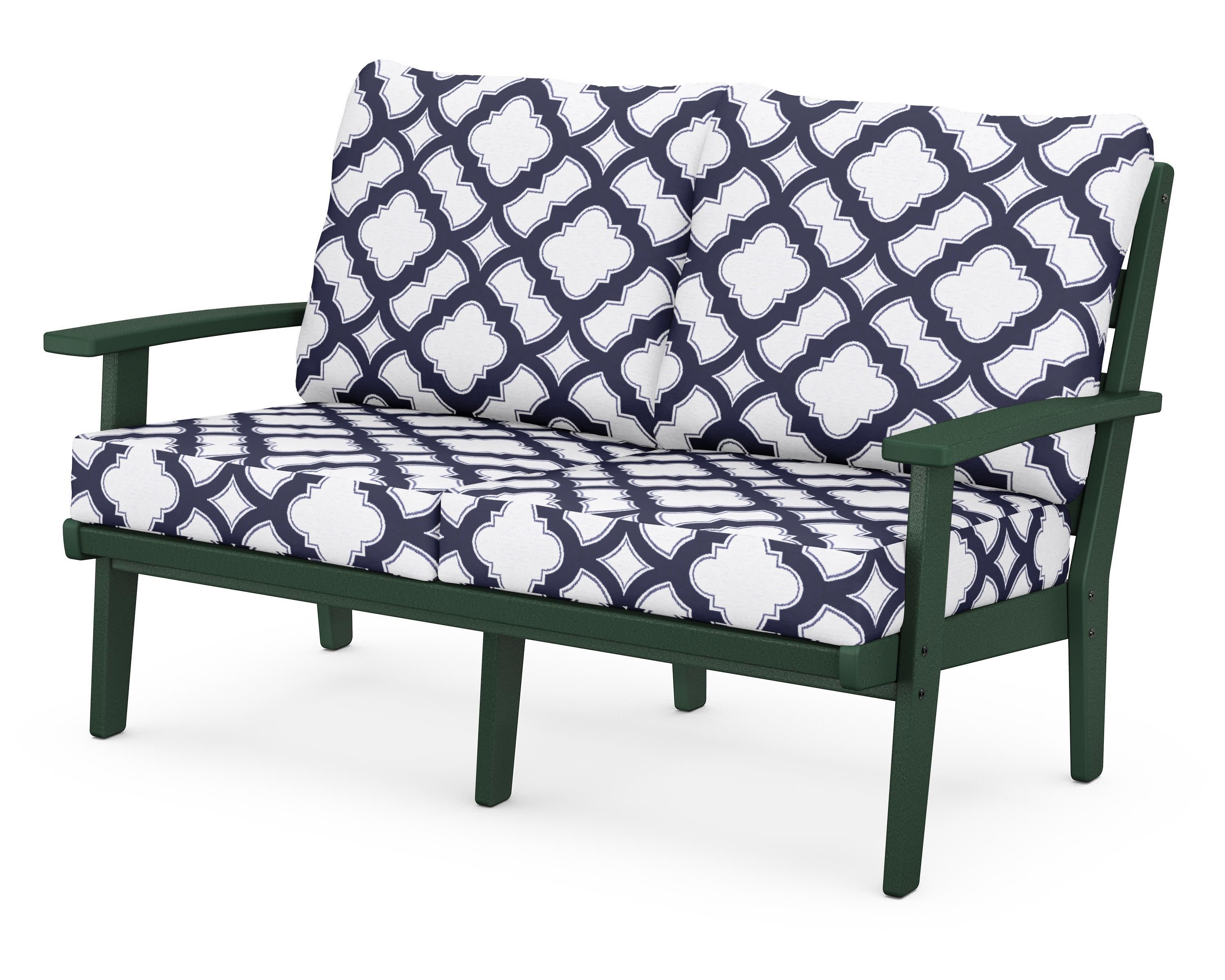 Grant Park Deep Seating Loveseat in Green / Trellis Navy