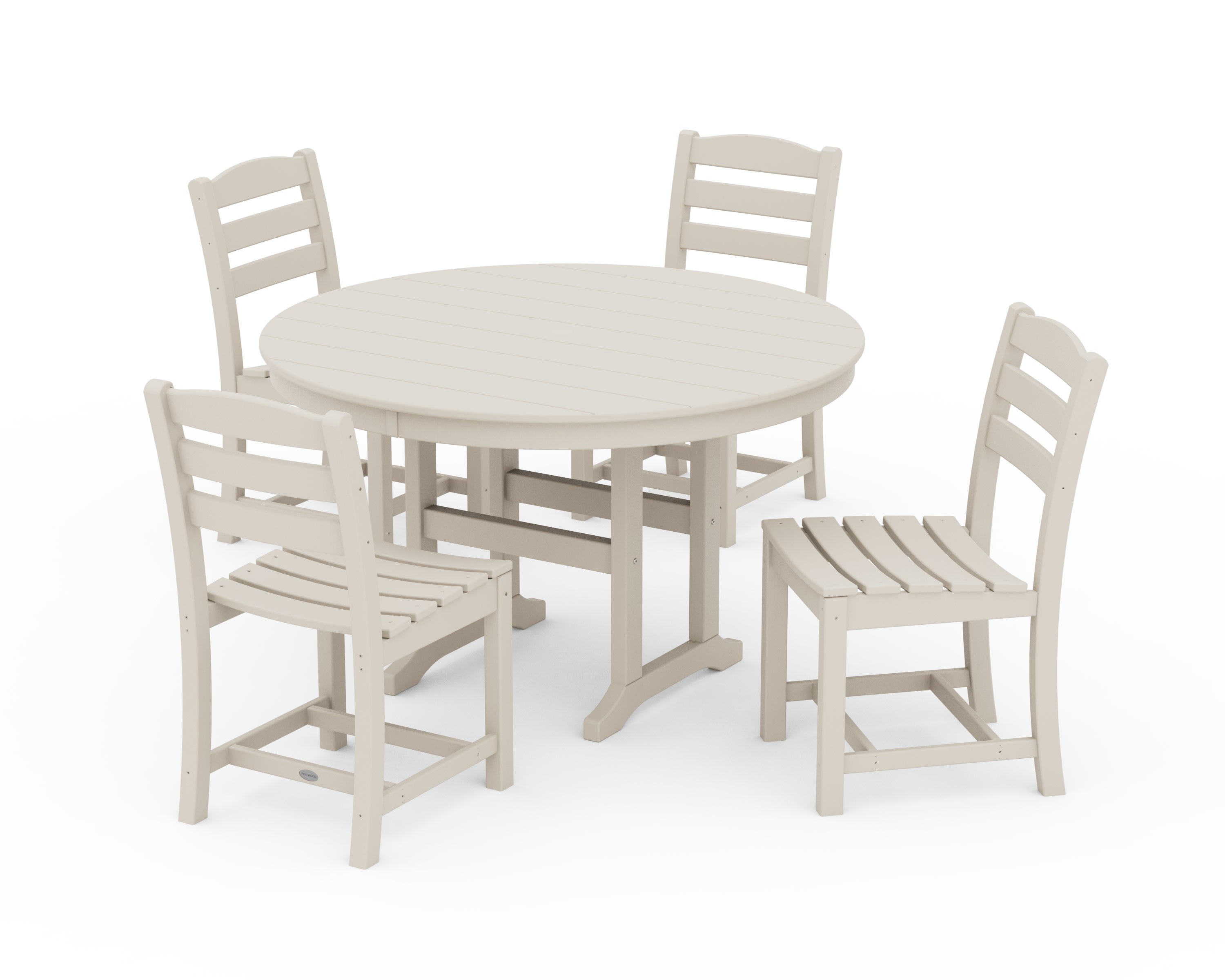 La Casa Caf Side Chair 5-Piece Round Farmhouse Dining Set in Sand