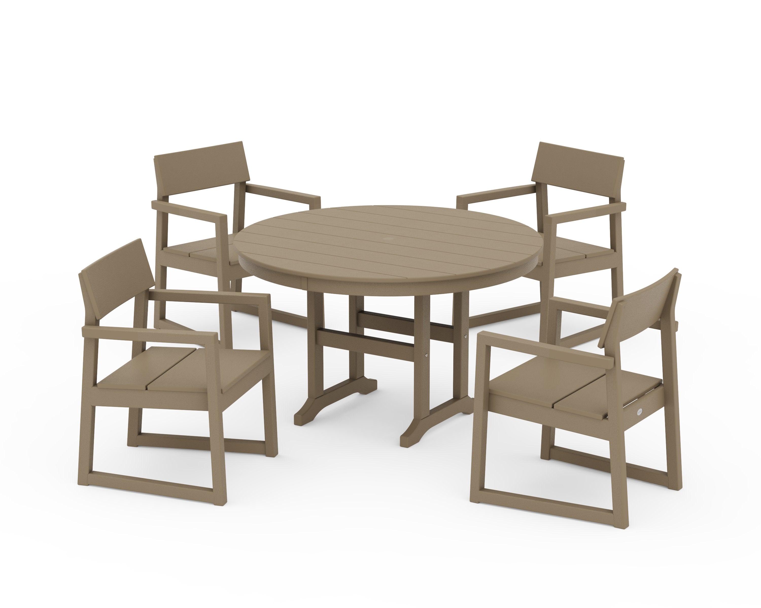 EDGE 5-Piece Round Farmhouse Dining Set in Vintage Sahara