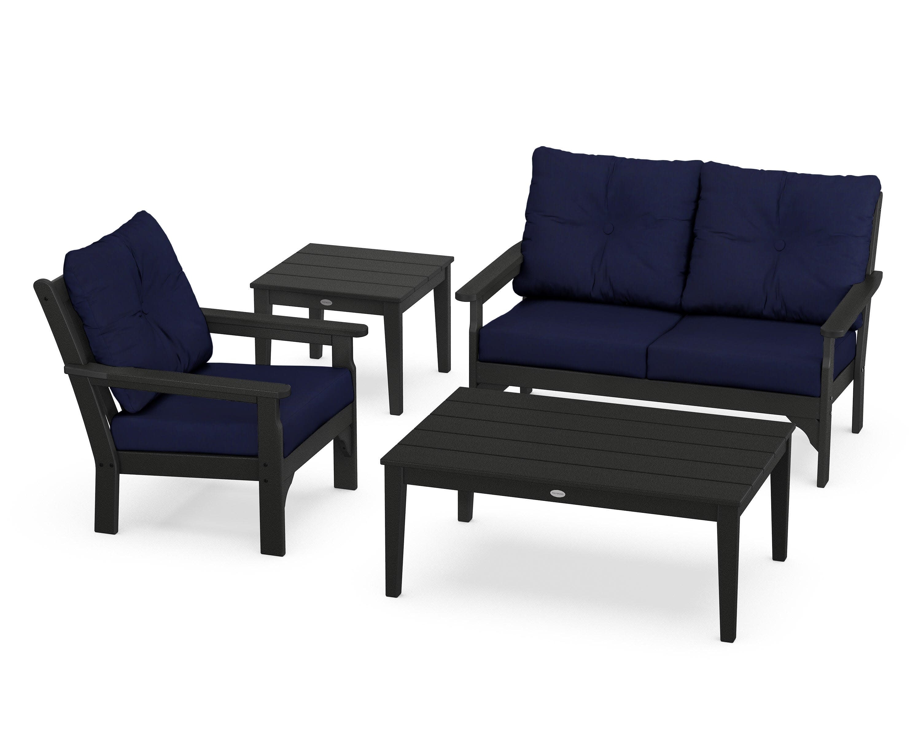 Vineyard 4-Piece Deep Seating Set in Black / Navy