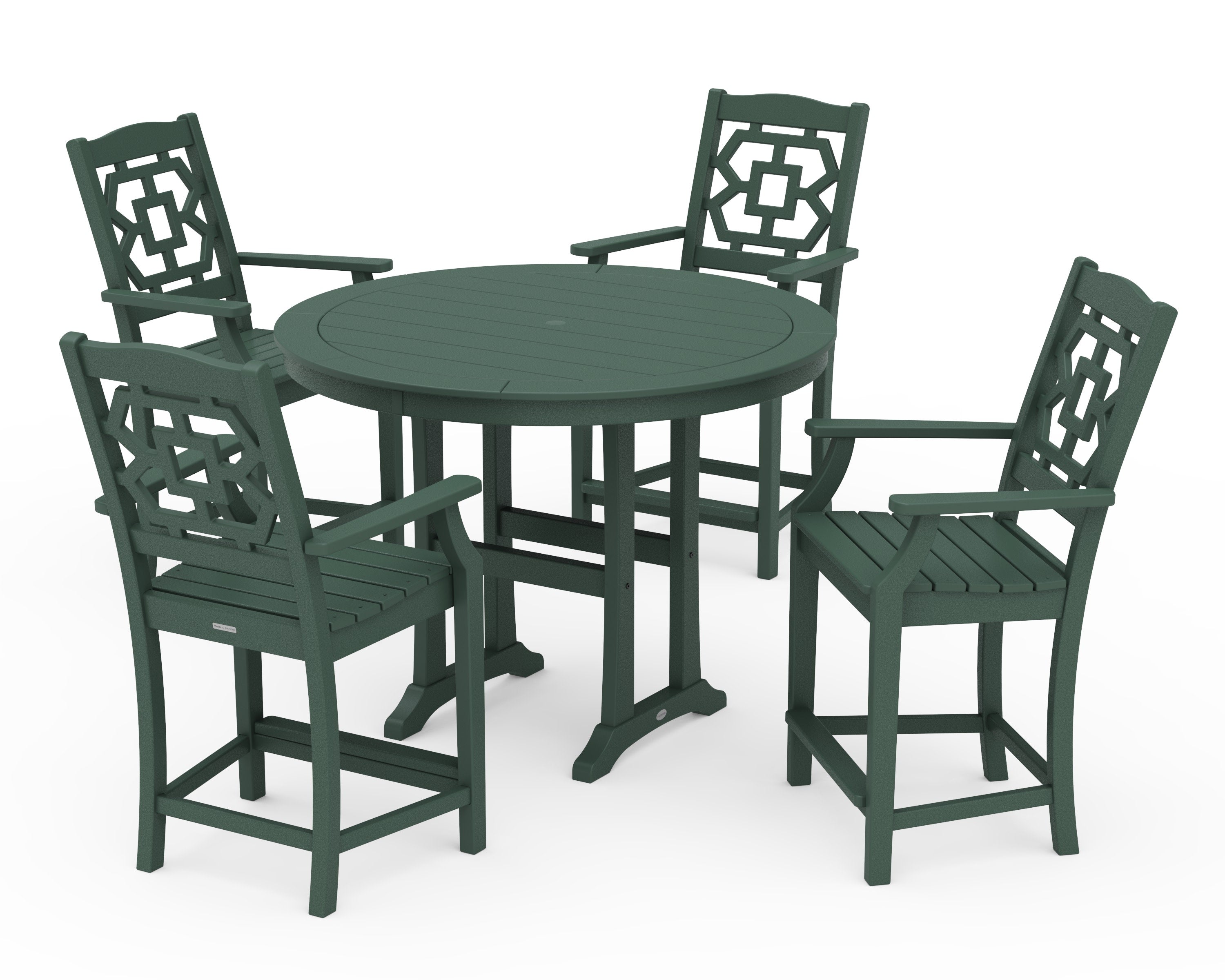 Chinoiserie 5-Piece Round Counter Set in Green