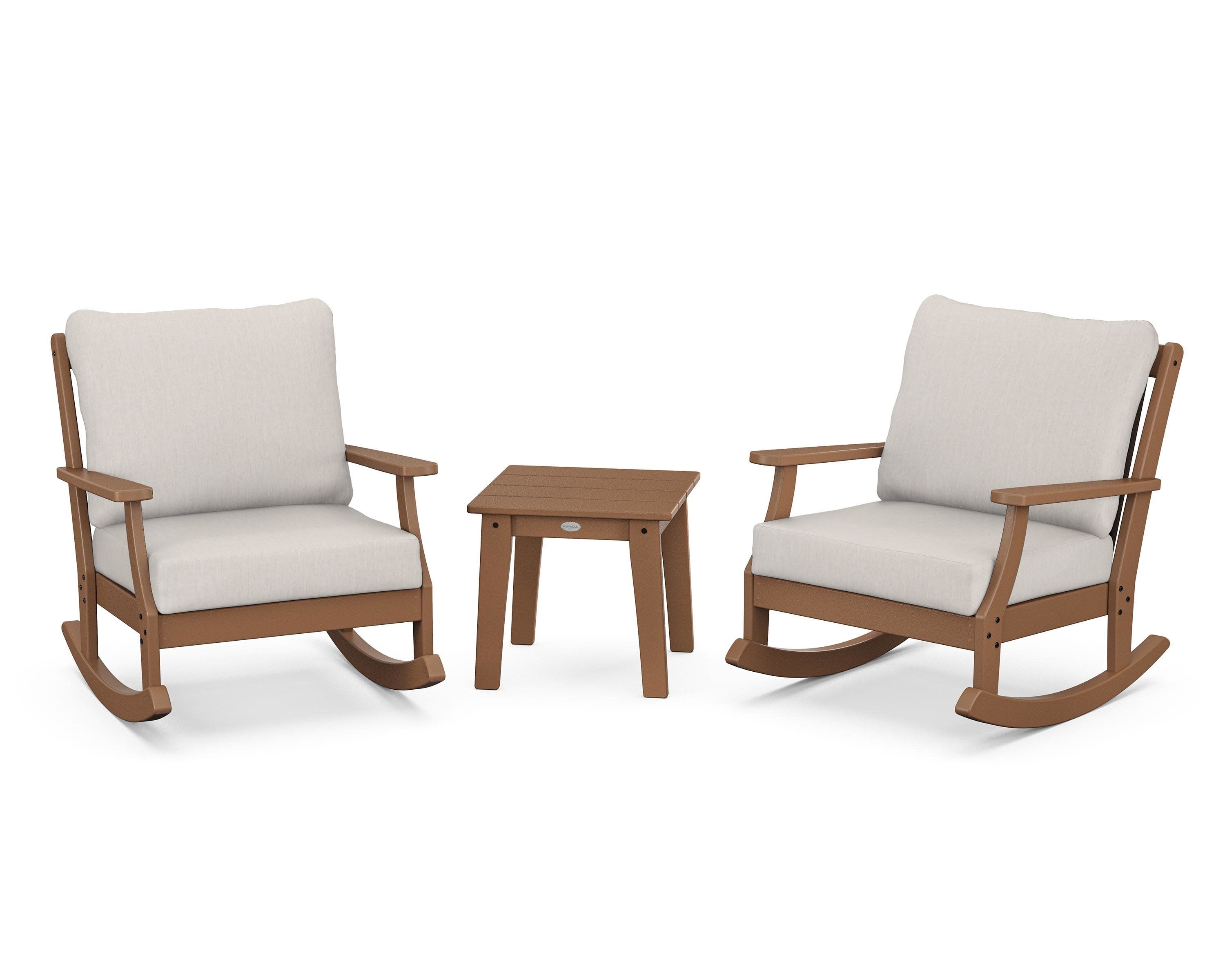 Braxton 3-Piece Deep Seating Rocker Set in Teak / Cast Ash