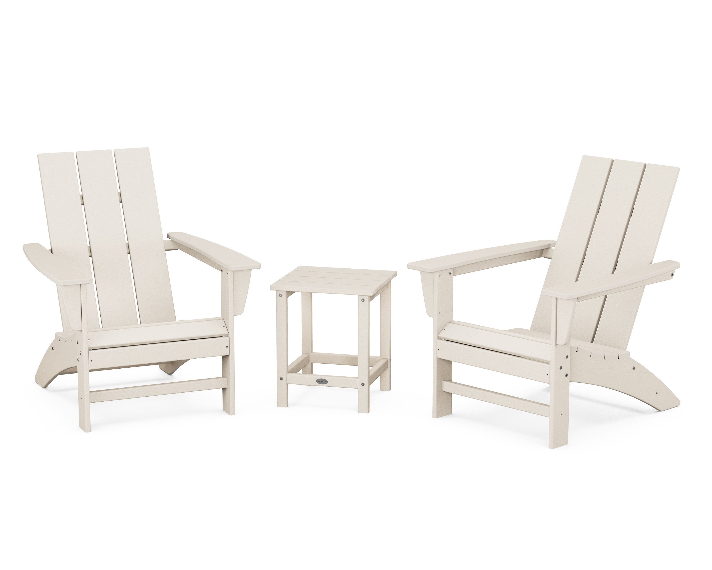 Modern 3-Piece Adirondack Set with Long Island 18" Side Table in Sand
