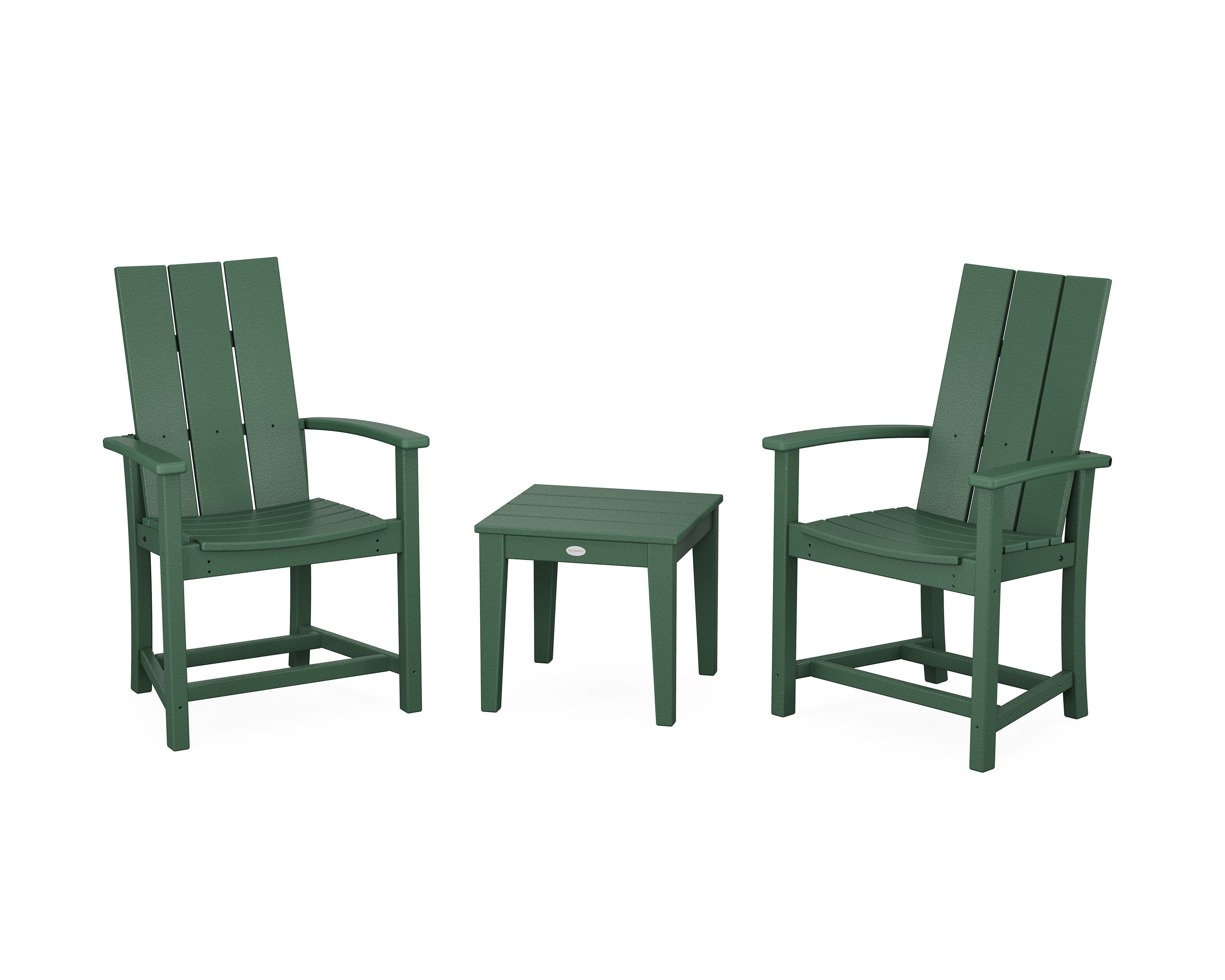 Modern 3-Piece Upright Adirondack Chair Set in Green
