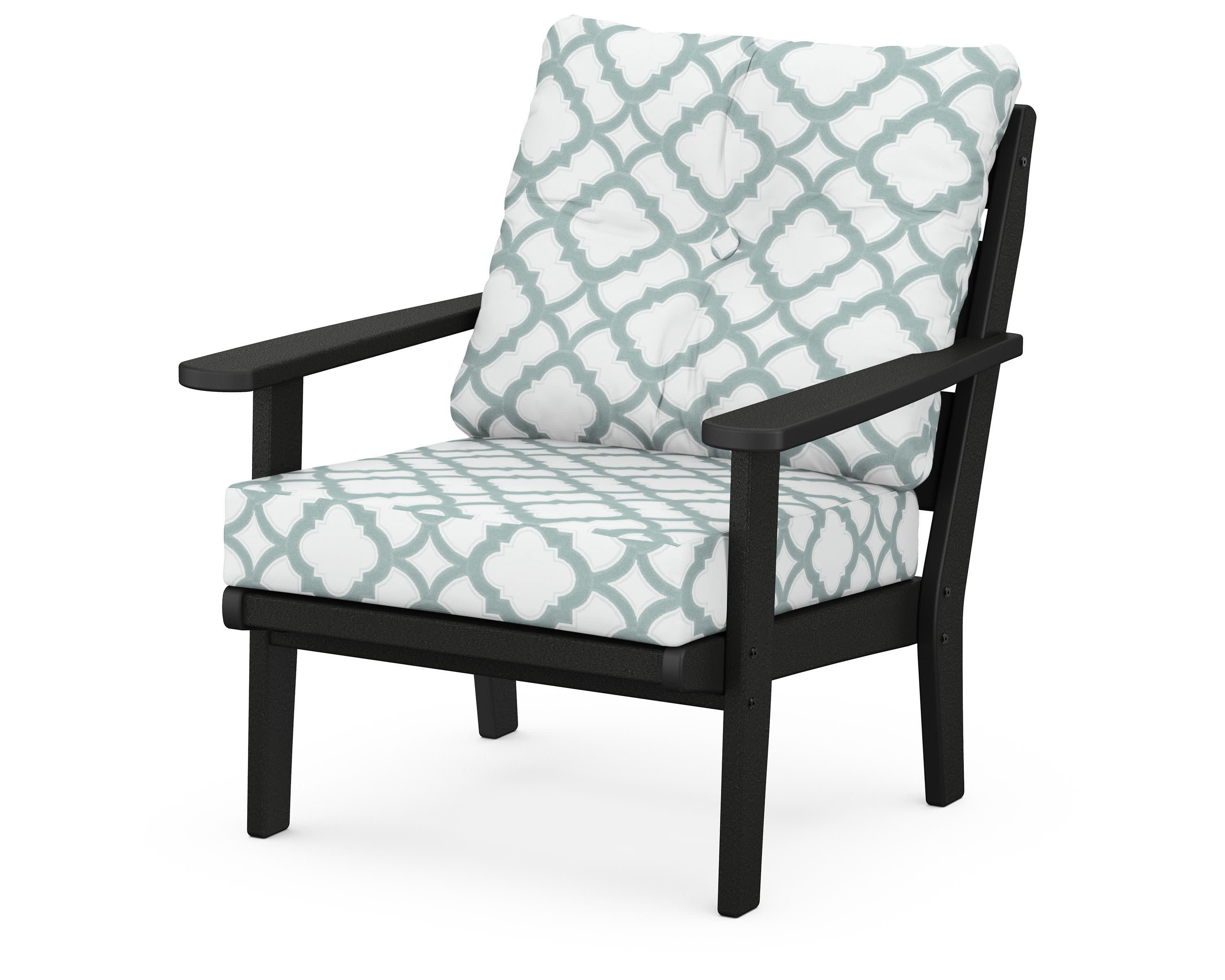 Lakeside Deep Seating Chair in Black / Trellis Glacier Spa