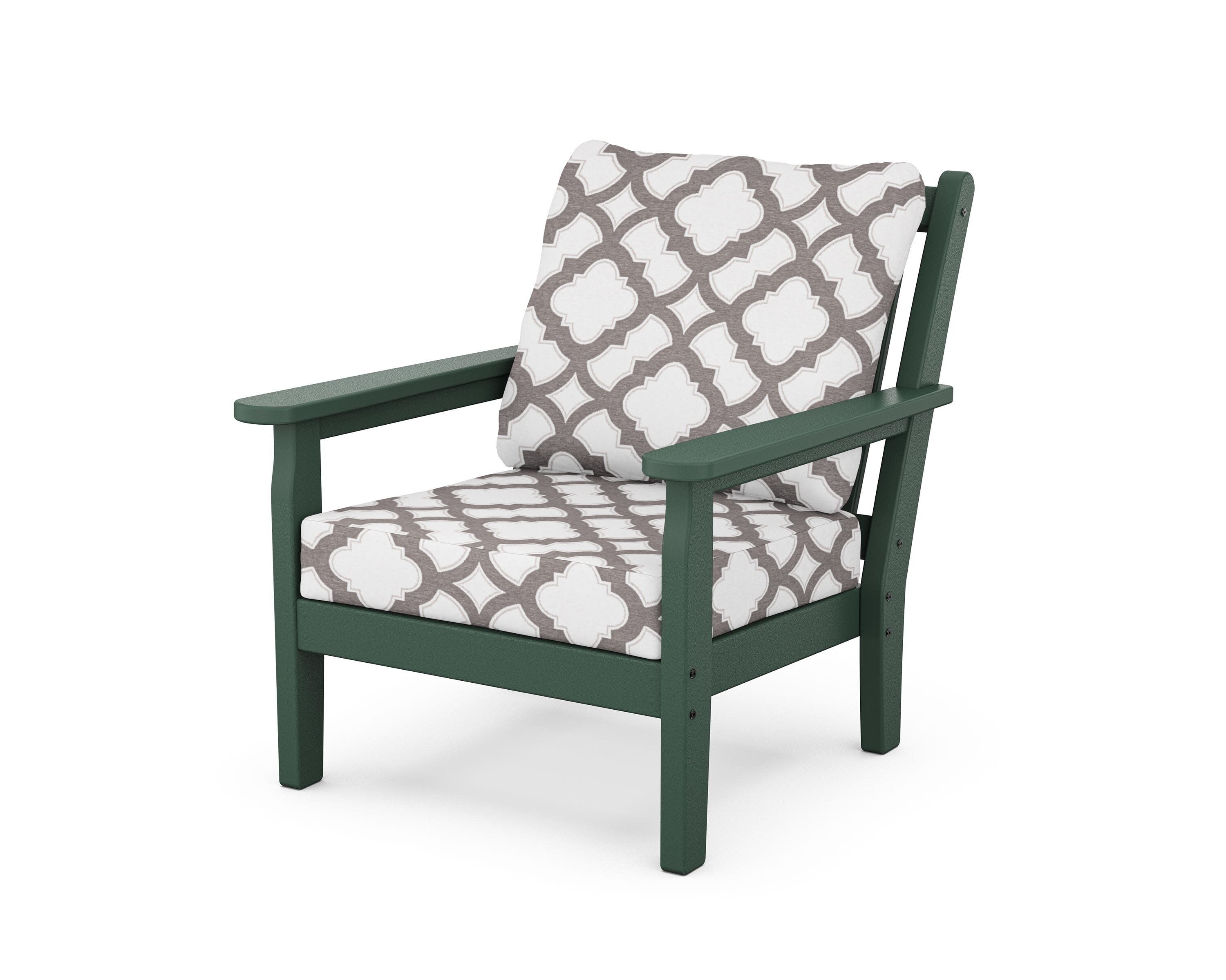 Chippendale Deep Seating Chair in Green / Trellis Grey Mist