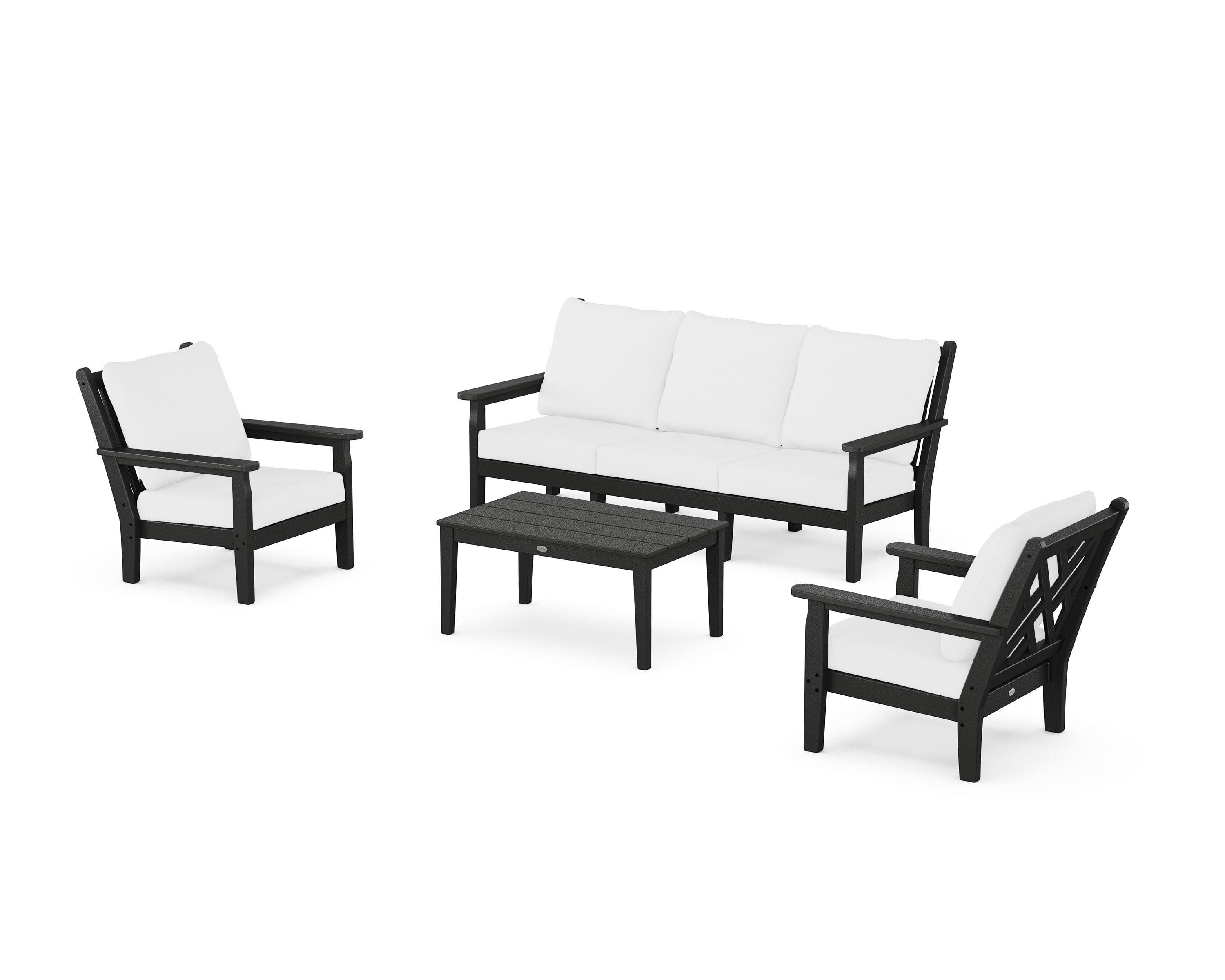 Chippendale 4-Piece Deep Seating Set with Sofa in Black / Natural