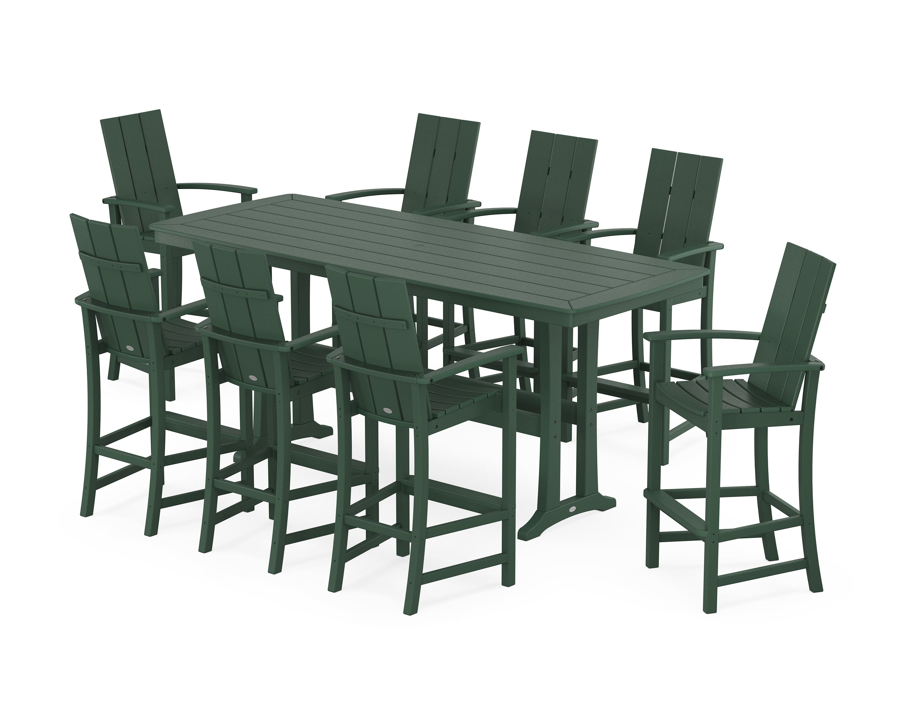 Modern Adirondack 9-Piece Bar Set with Trestle Legs in Green