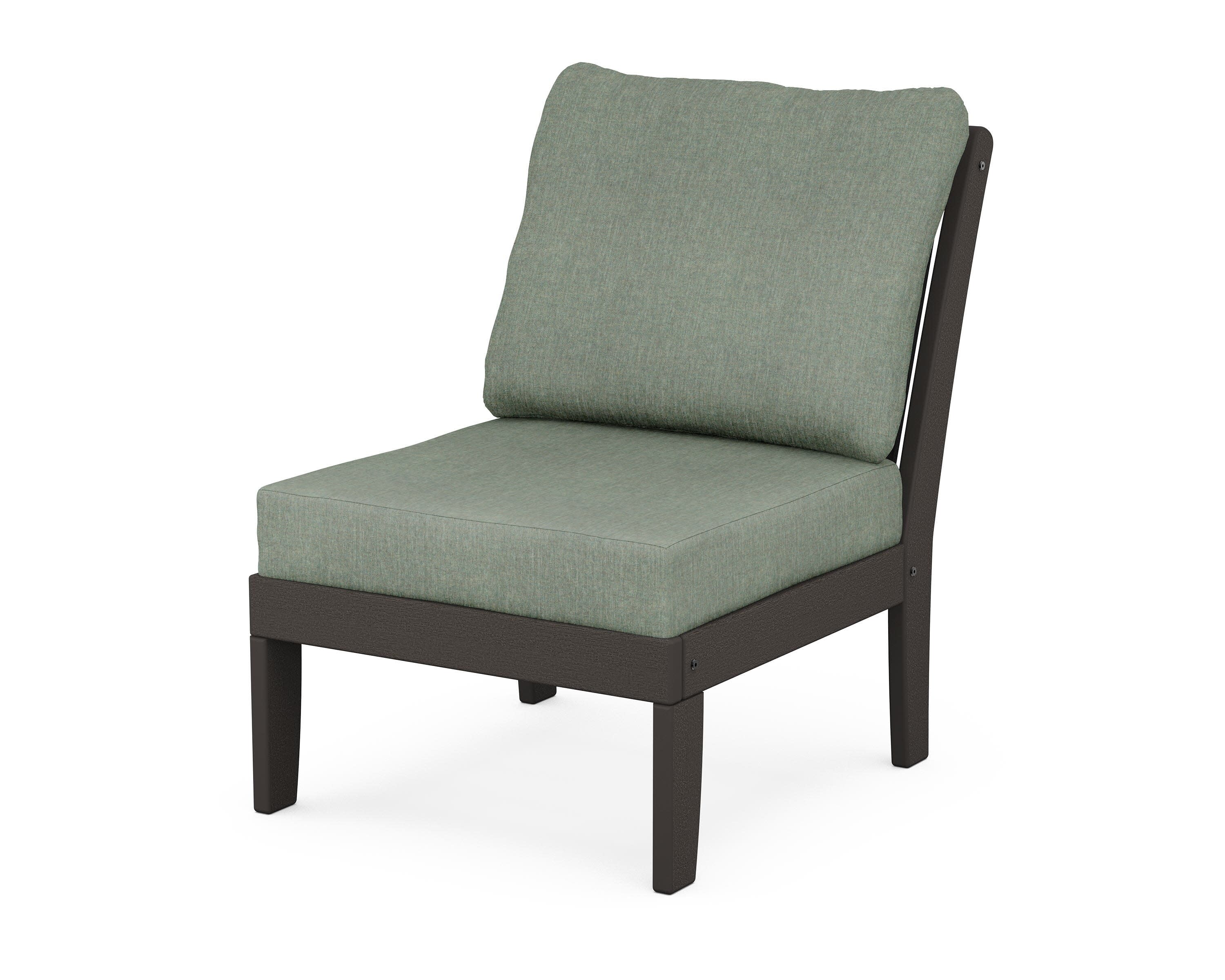 Braxton Modular Armless Chair in Vintage Coffee / Cast Sage