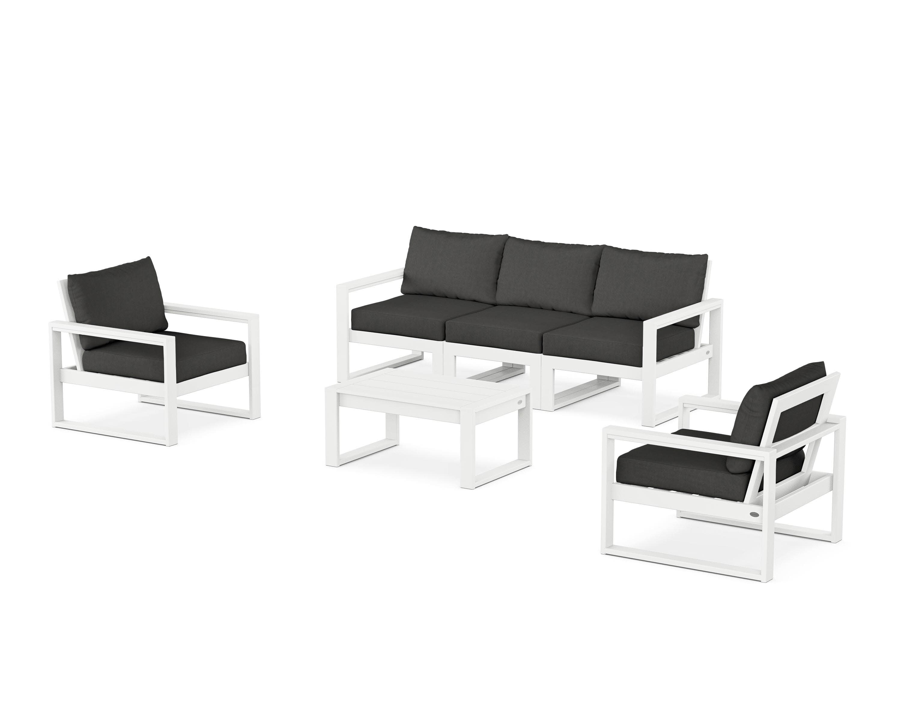 EDGE Sectional 4-Piece Deep Seating Set with Sofa in White / Spectrum Carbon