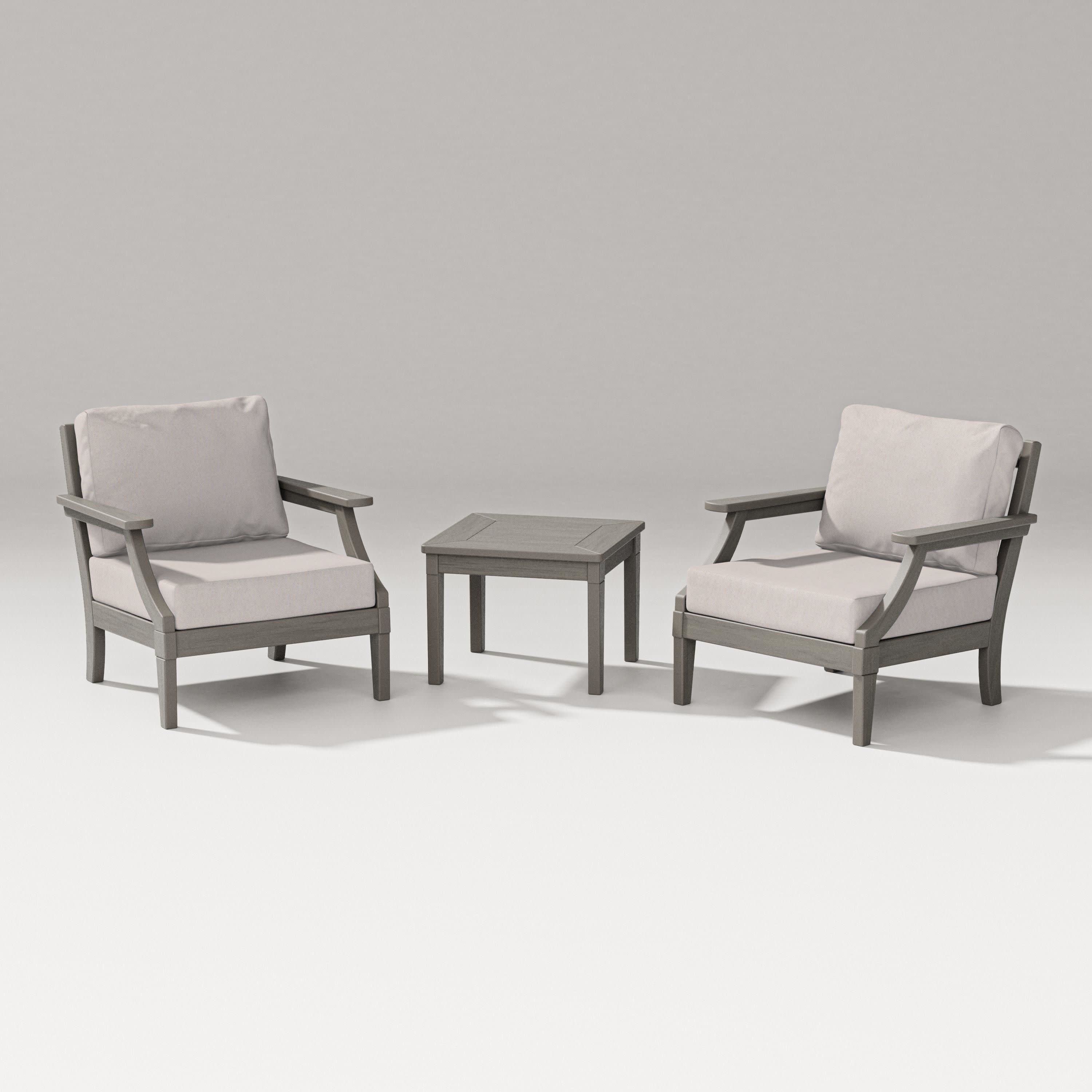 Estate 3-Piece Lounge Chair Set in Driftwood / Dune Burlap