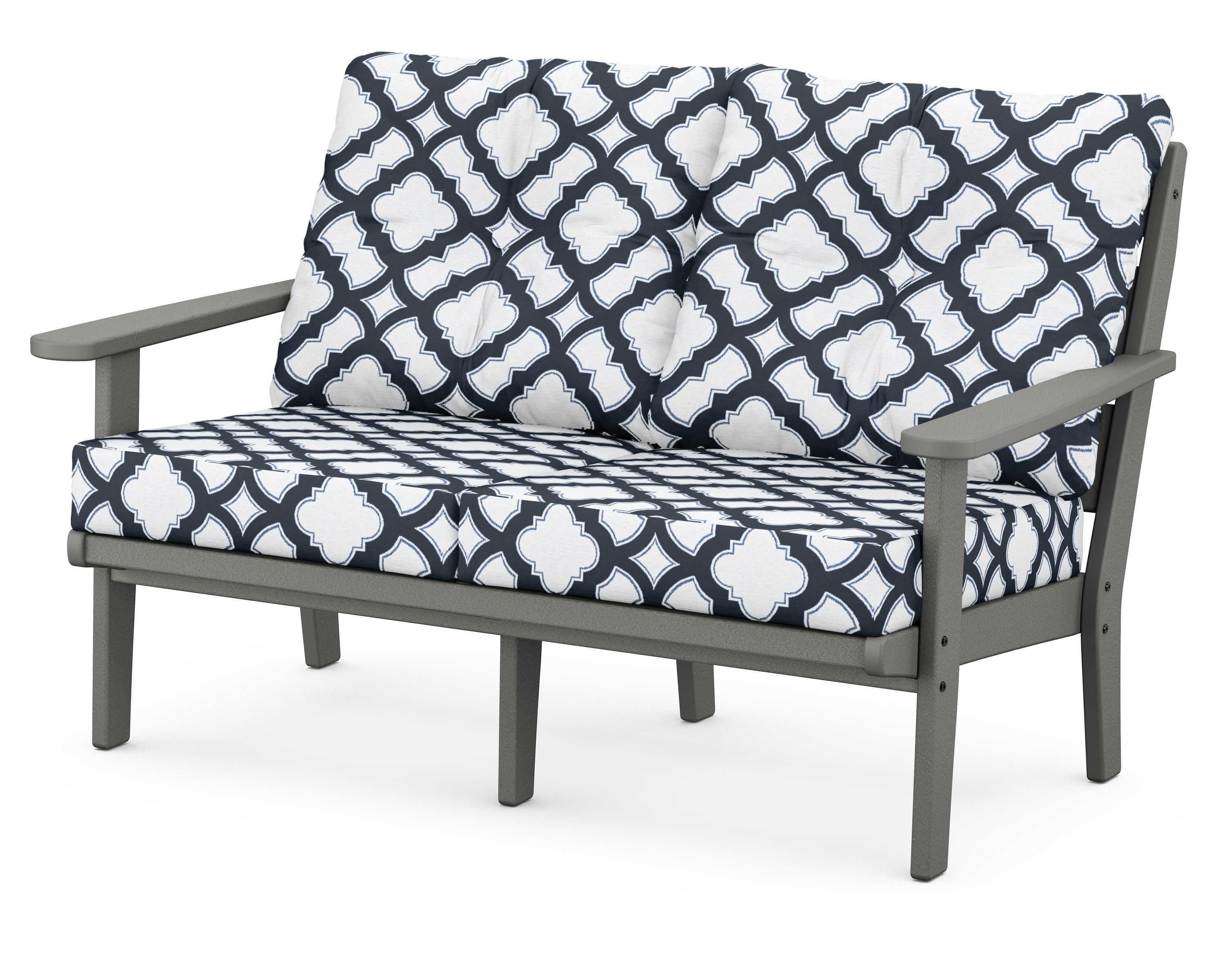 Lakeside Deep Seating Loveseat in Slate Grey / Trellis Marine Indigo