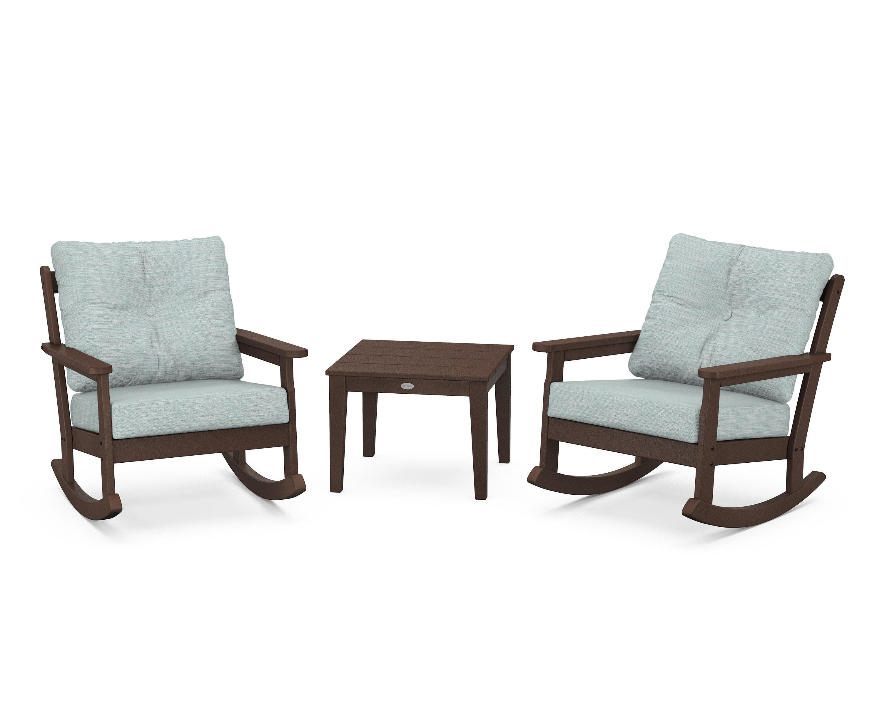 Vineyard 3-Piece Deep Seating Rocker Set in Mahogany / Soothe Mist