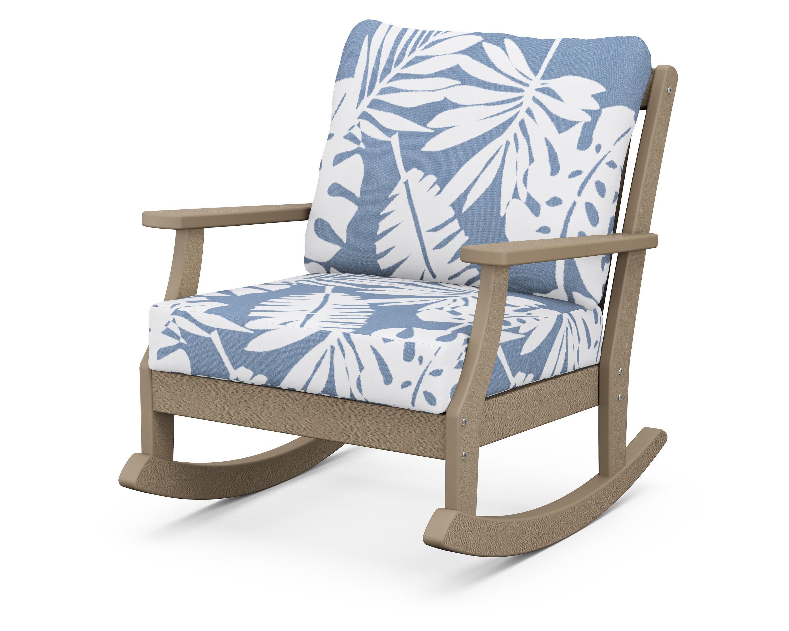Braxton Deep Seating Rocking Chair in Vintage Sahara / Leaf Sky Blue