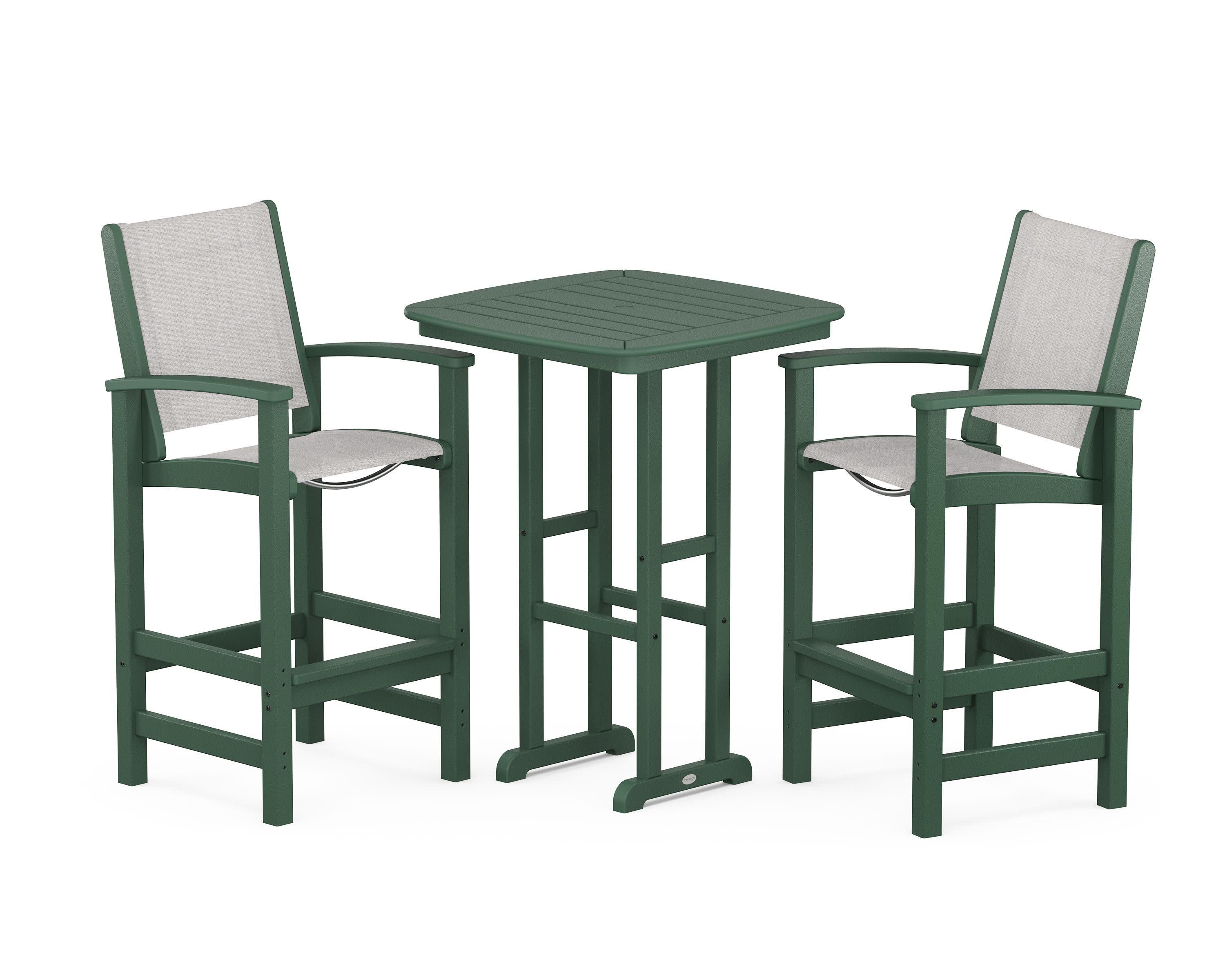 Coastal 3-Piece Bar Set in Green / Parchment Sling