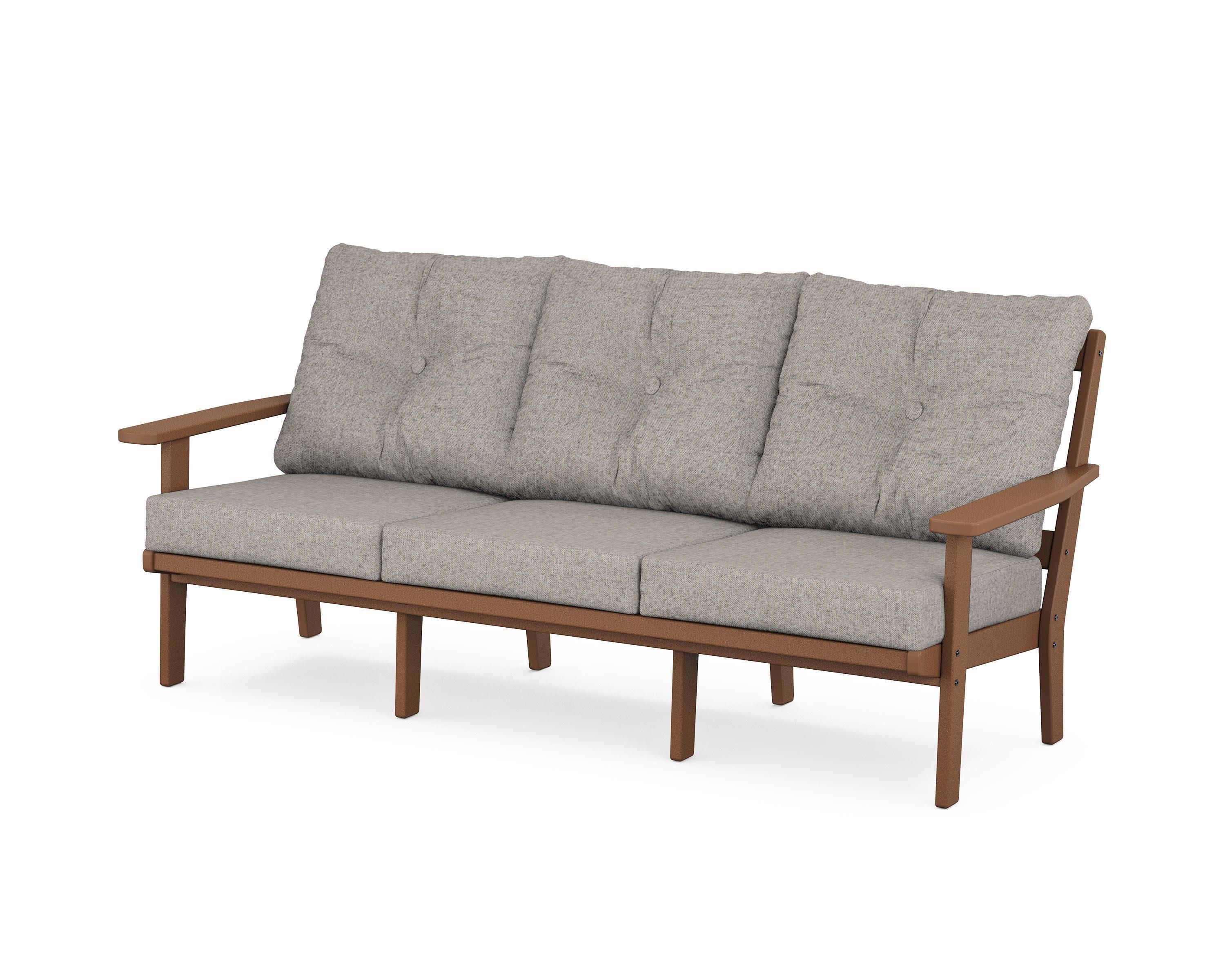 PrairieDeep Seating Sofa in Teak / Weathered Tweed