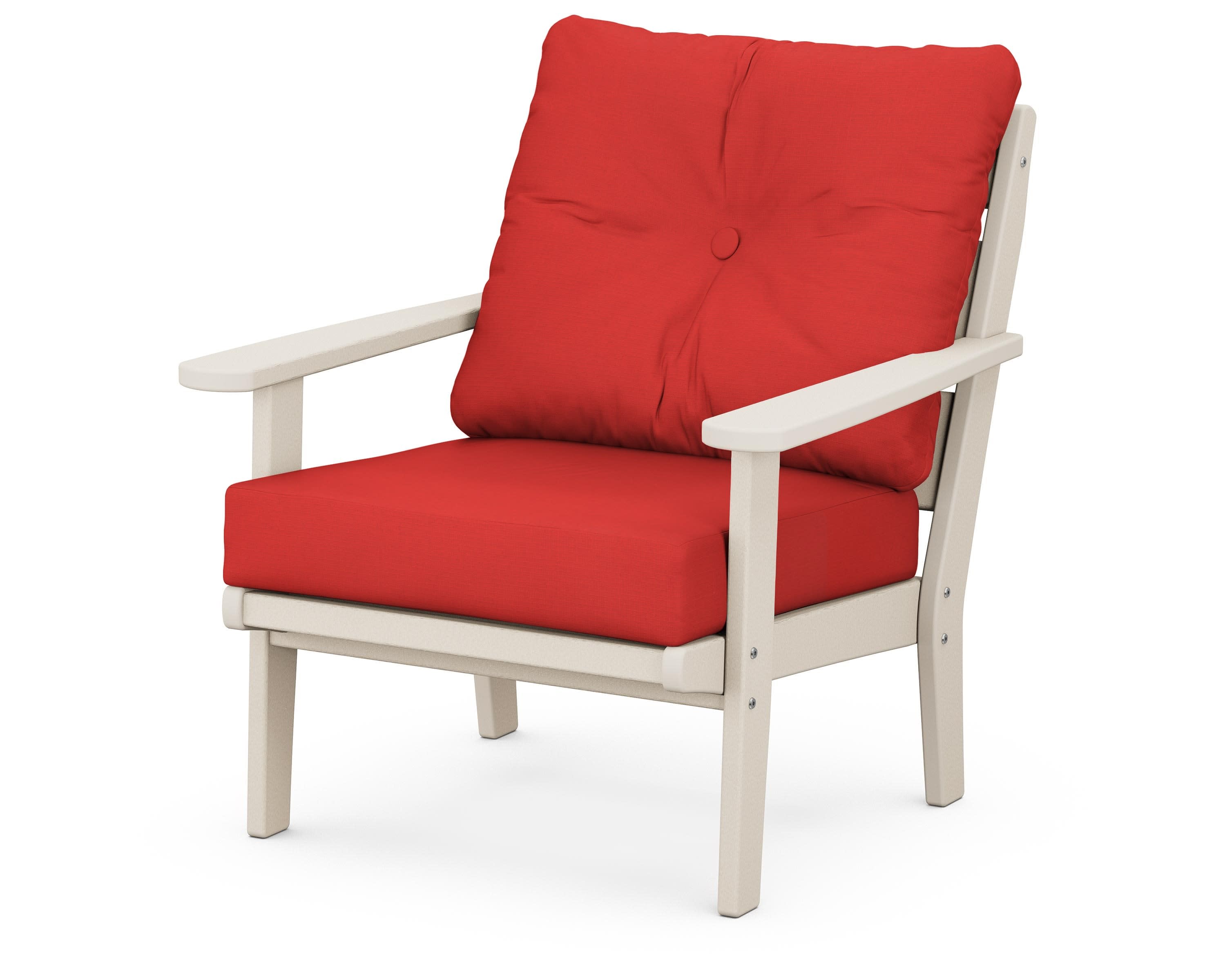 Lakeside Deep Seating Chair in Sand / Crimson Linen