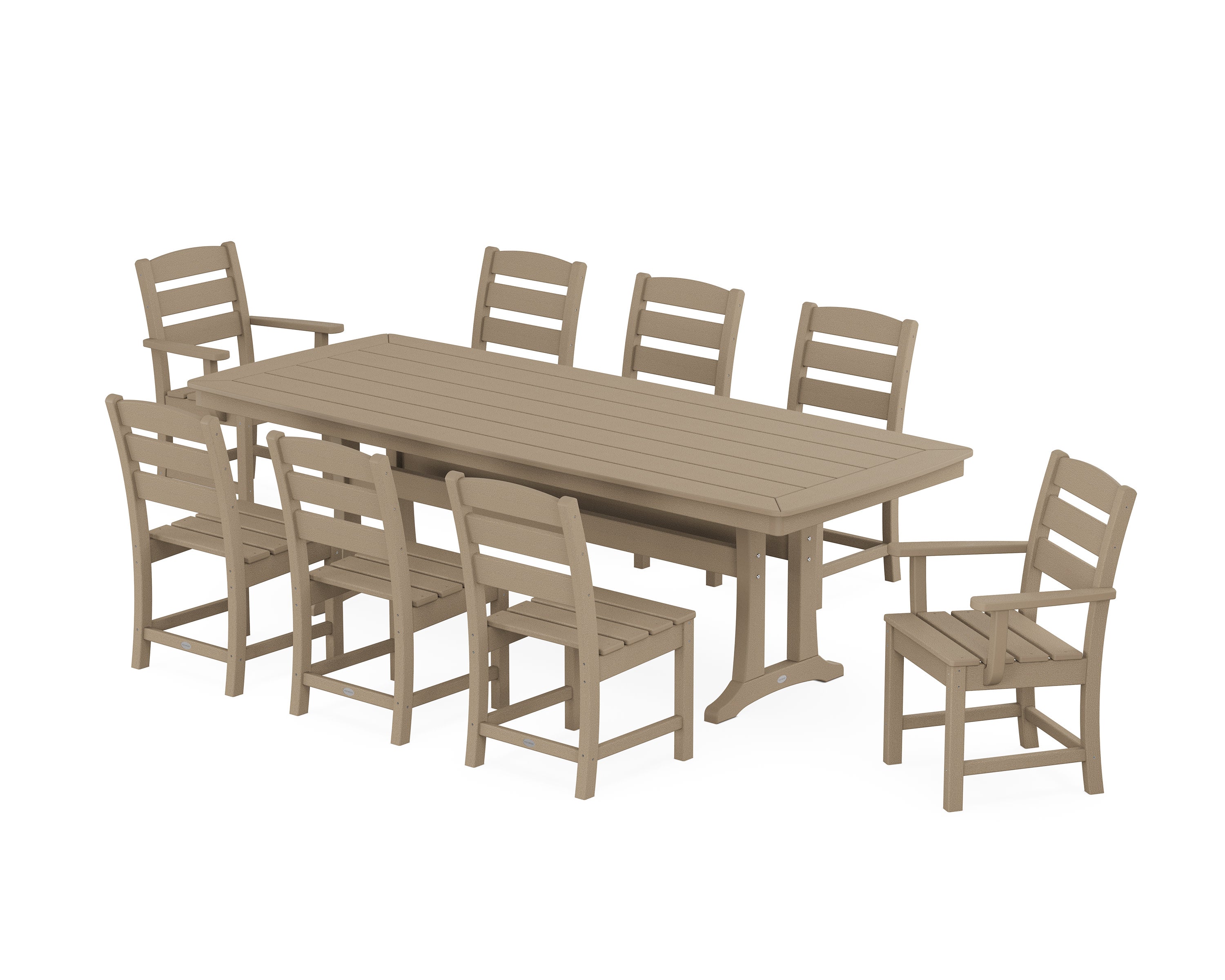 Lakeside 9-Piece Dining Set with Trestle Legs in Vintage Sahara