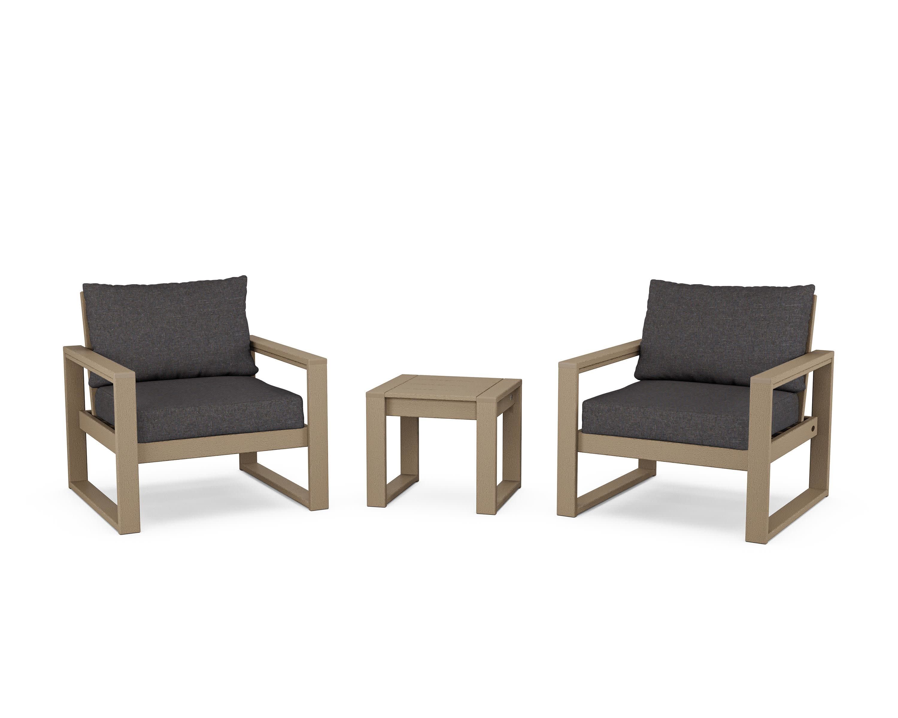 EDGE Sectional 3-Piece Deep Seating Set in Vintage Sahara / Ash Charcoal