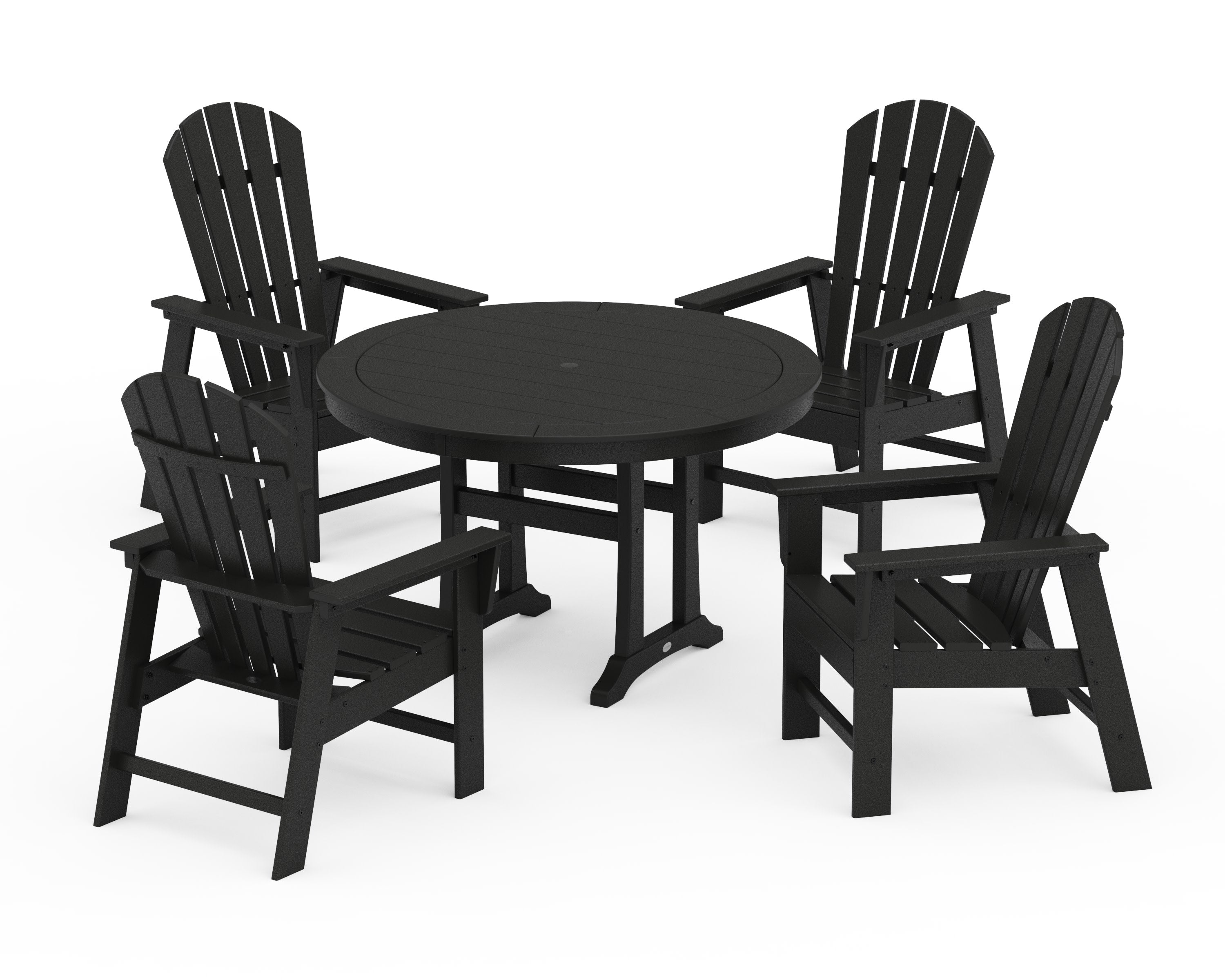 South Beach 5-Piece Round Dining Set with Trestle Legs in Black
