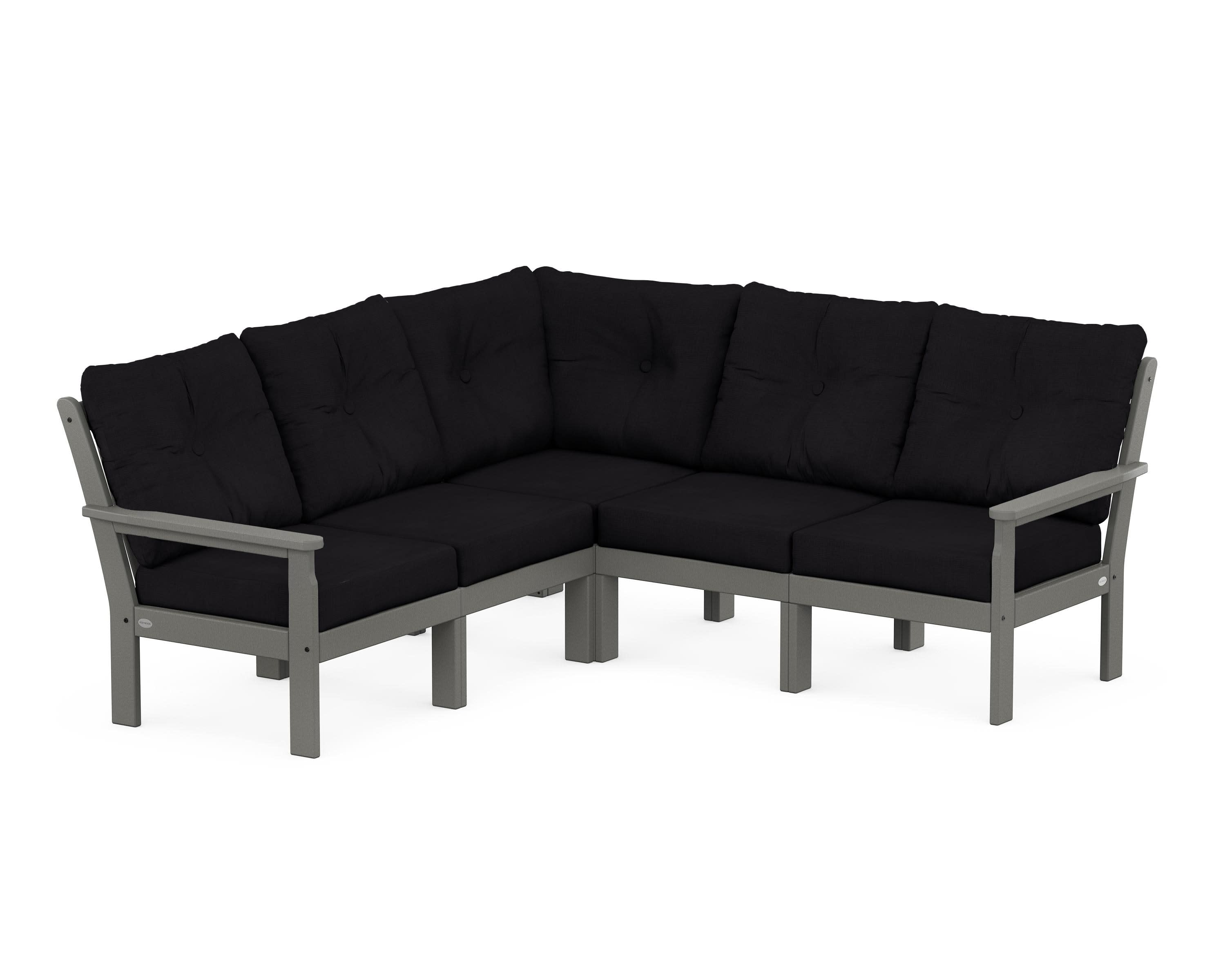 Vineyard 5-Piece Sectional in Slate Grey / Midnight Linen