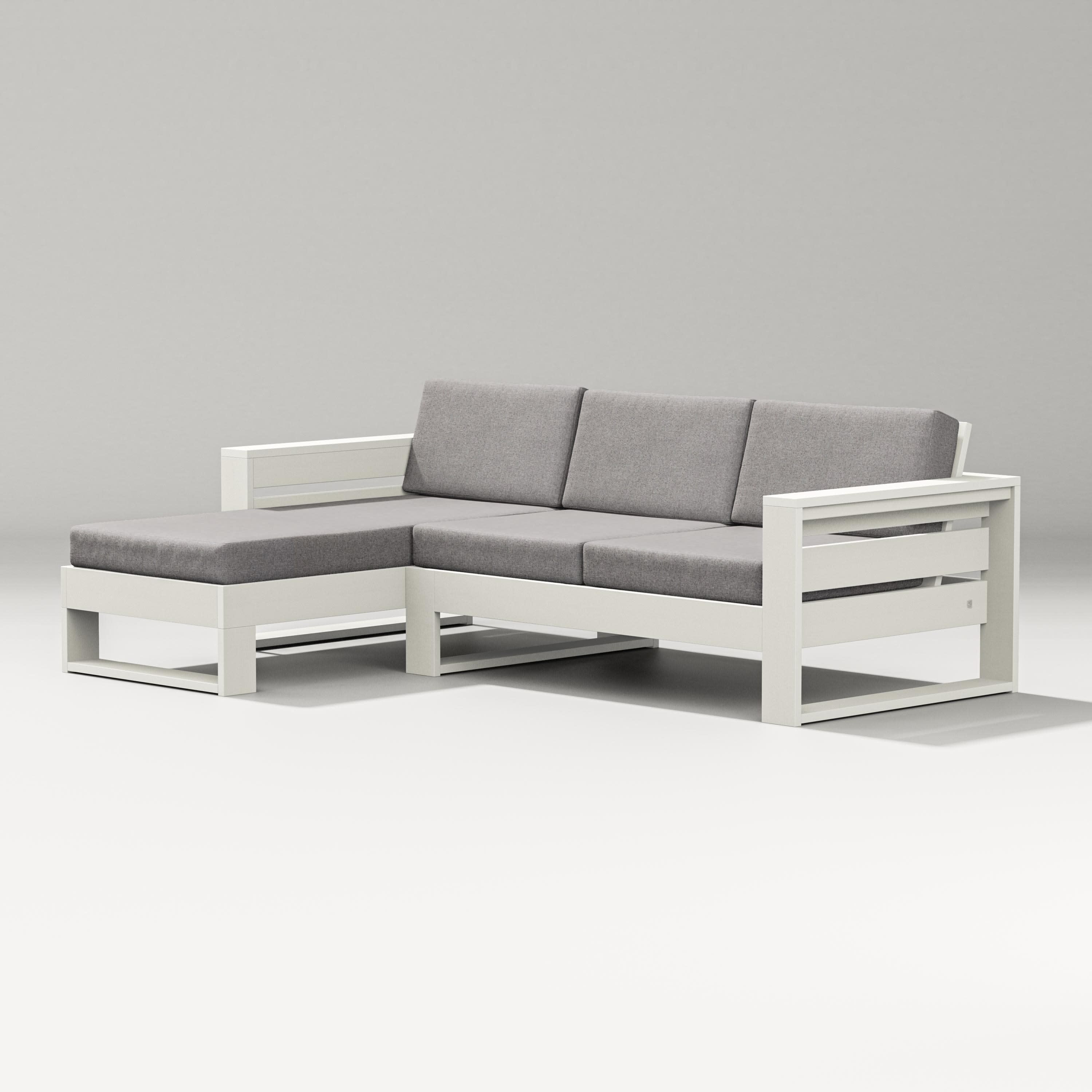 Latitude Left Chaise Sectional in Vintage White / Grey Mist