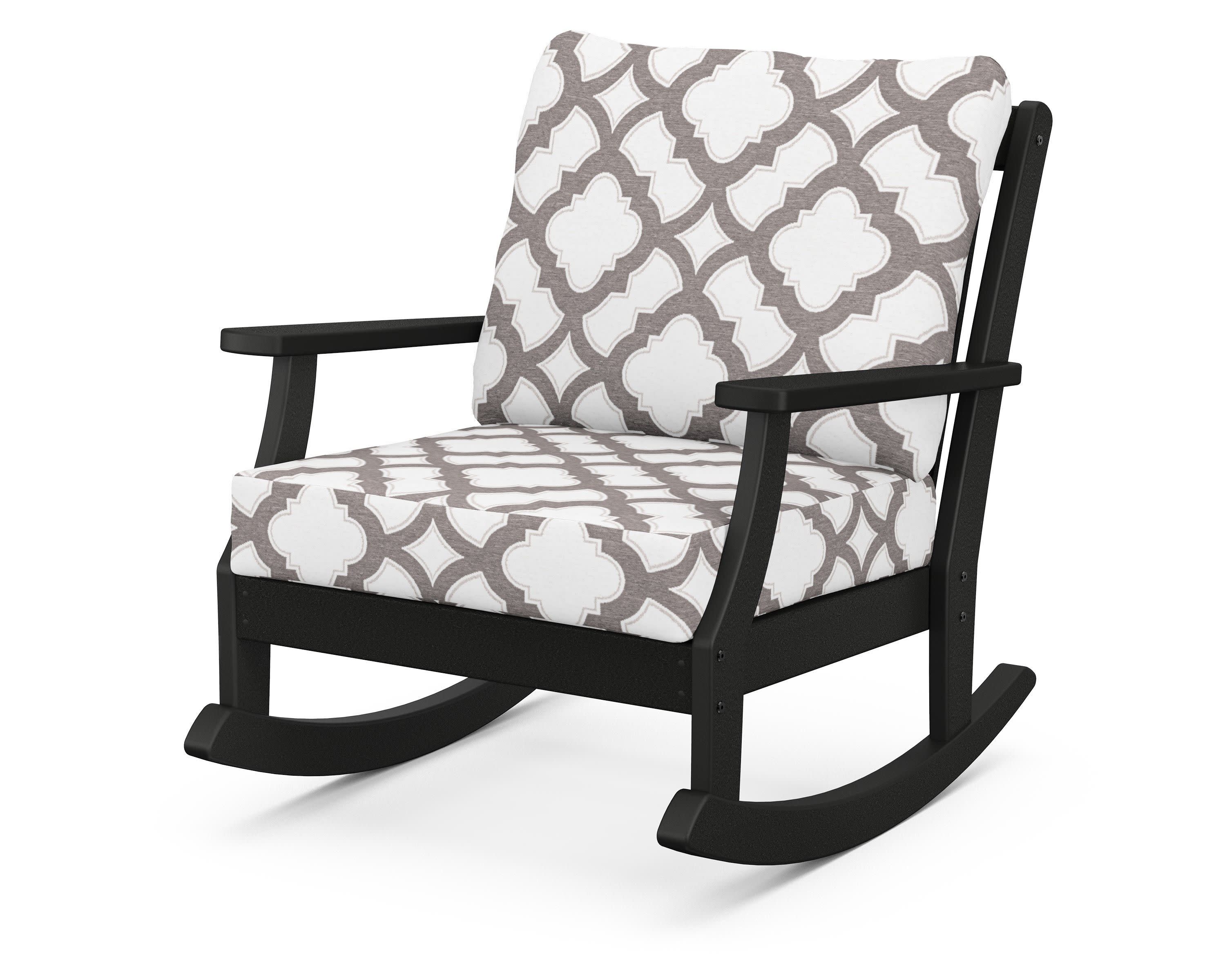 Braxton Deep Seating Rocking Chair in Black / Trellis Grey Mist