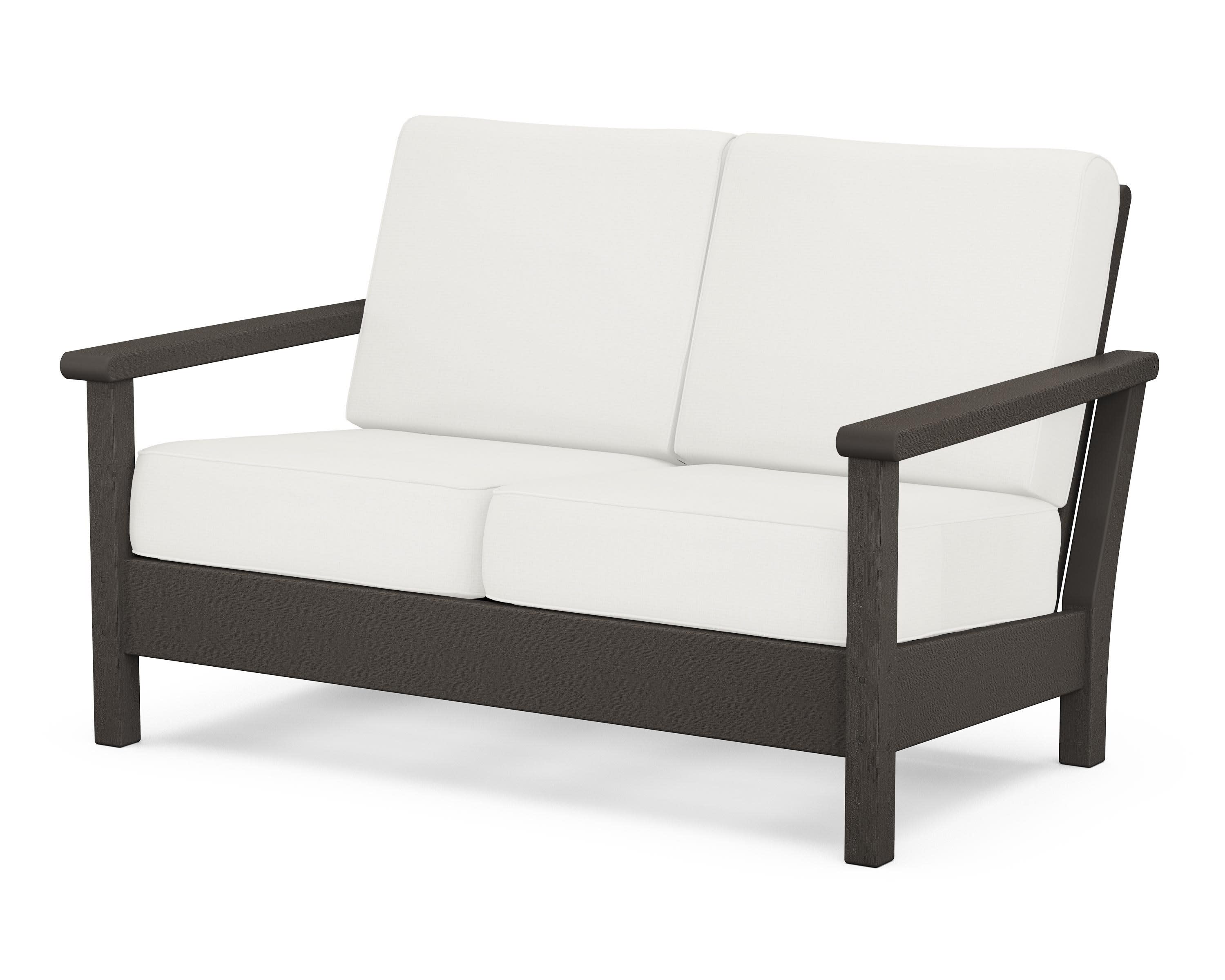 Harbour Deep Seating Loveseat in Vintage Coffee / Natural Linen