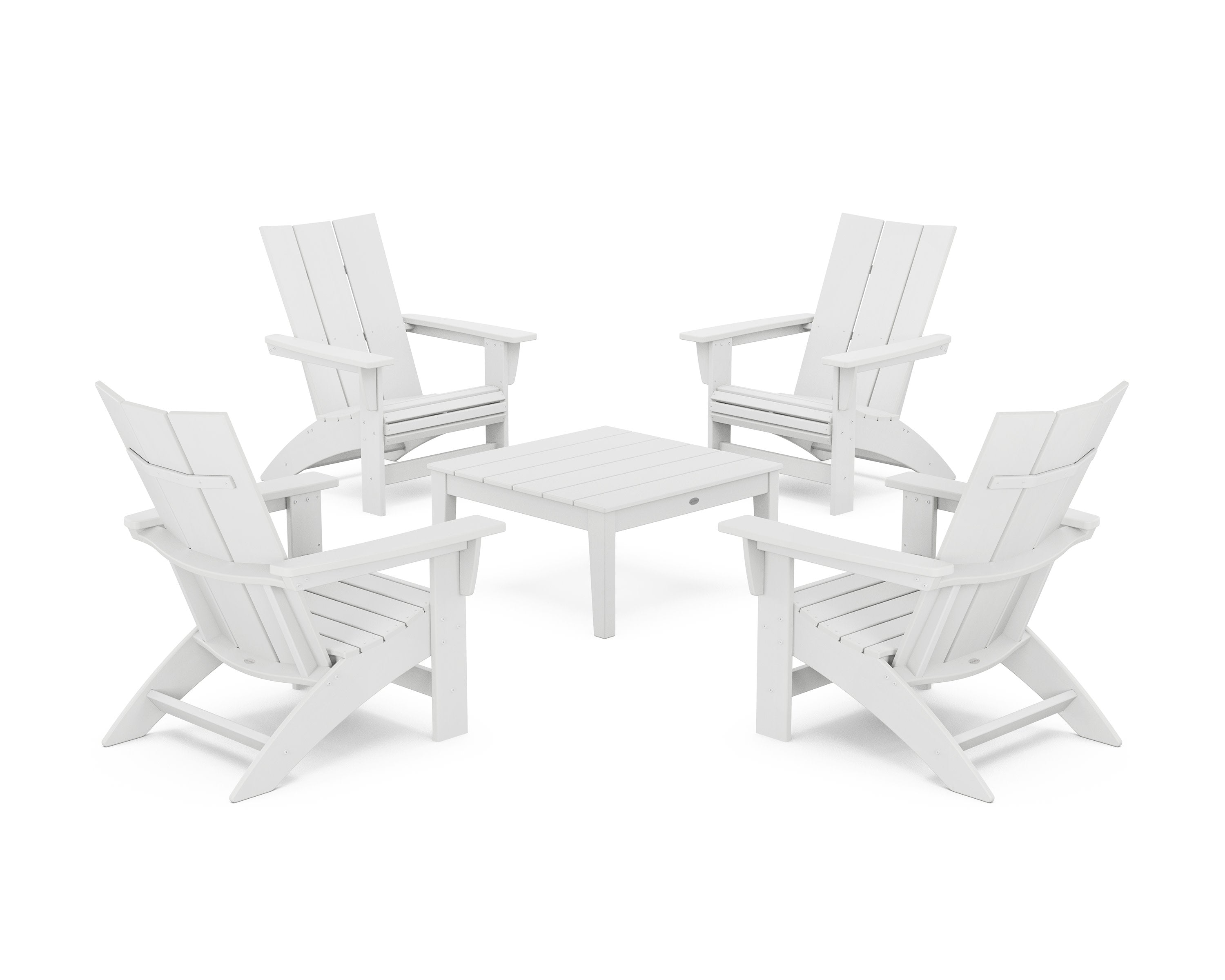 5-Piece Modern Grand Adirondack Chair Conversation Group in White