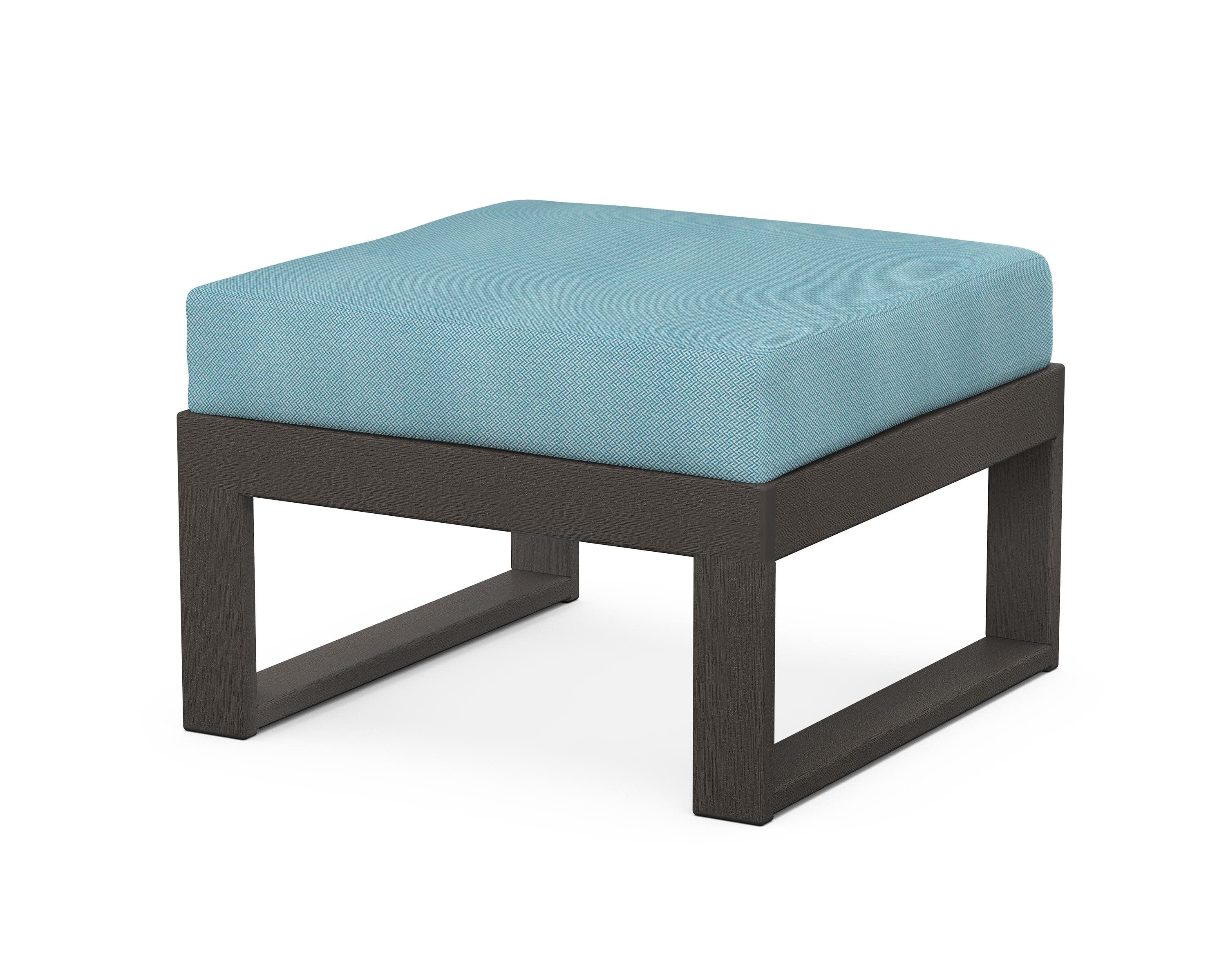 Modular Ottoman - Modern in Vintage Coffee / Lattice Sky Blue