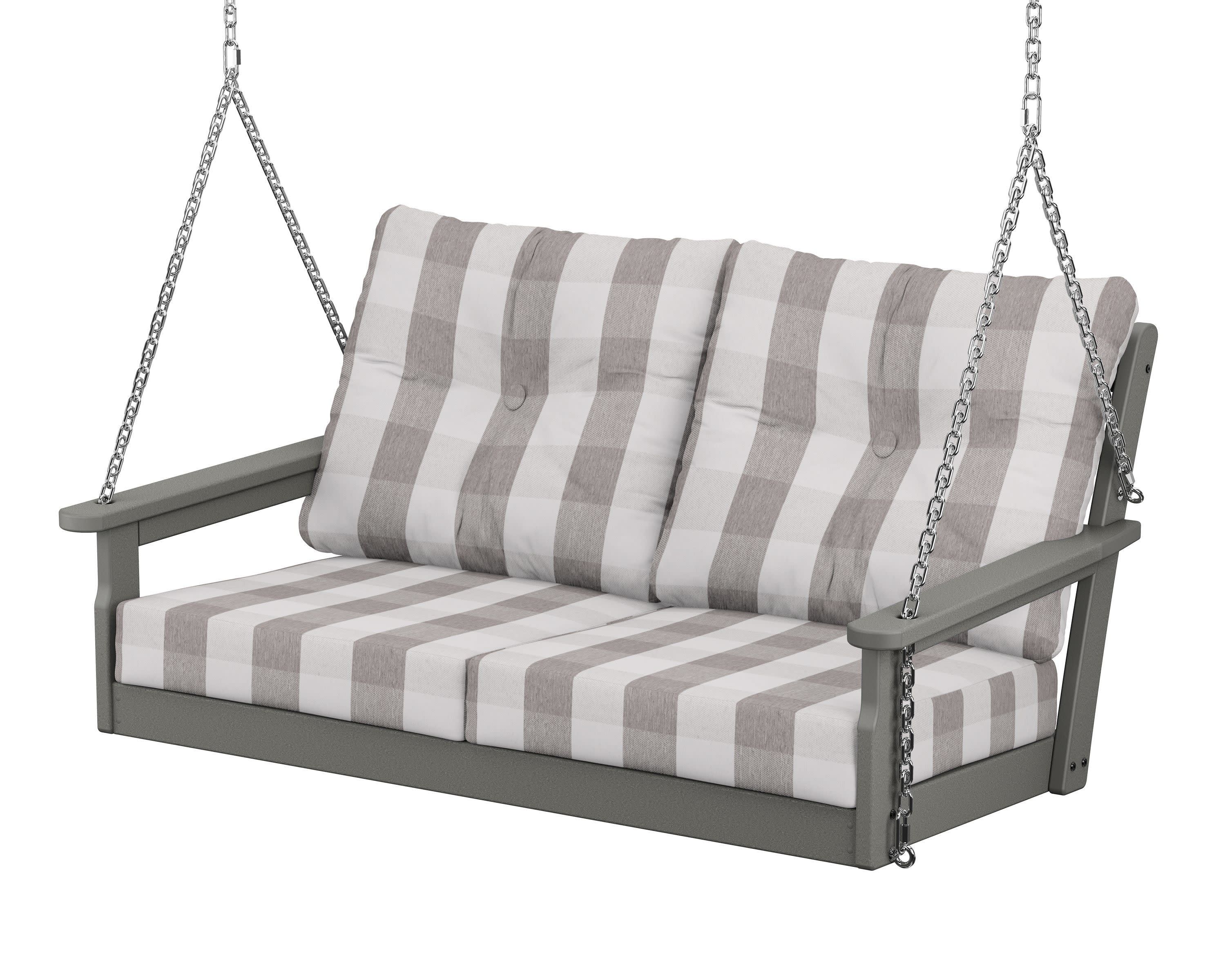 Vineyard Deep Seating Swing in Slate Grey / Buffalo Plaid Grey Mist