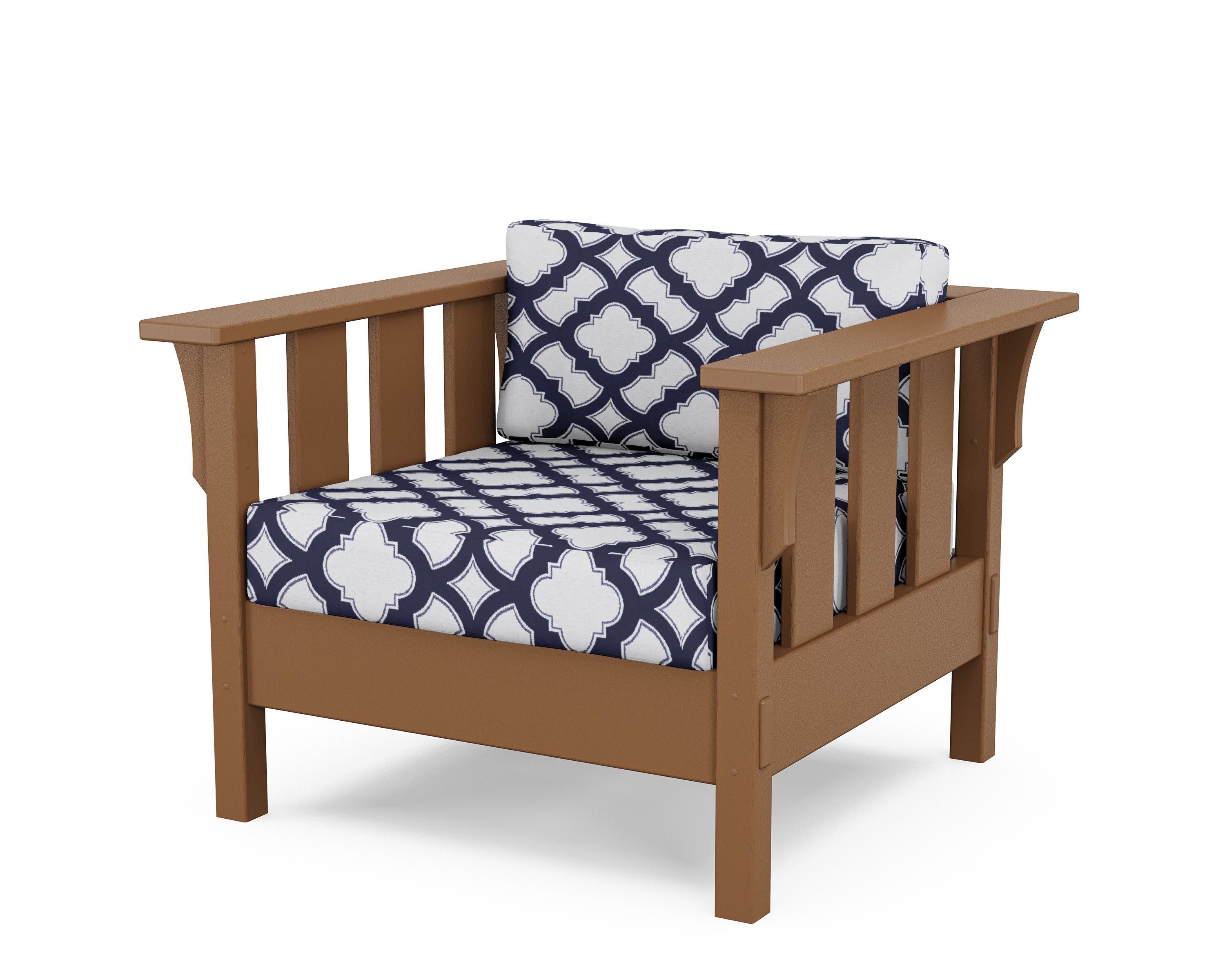 Acadia Deep Seating Chair in Teak / Trellis Navy