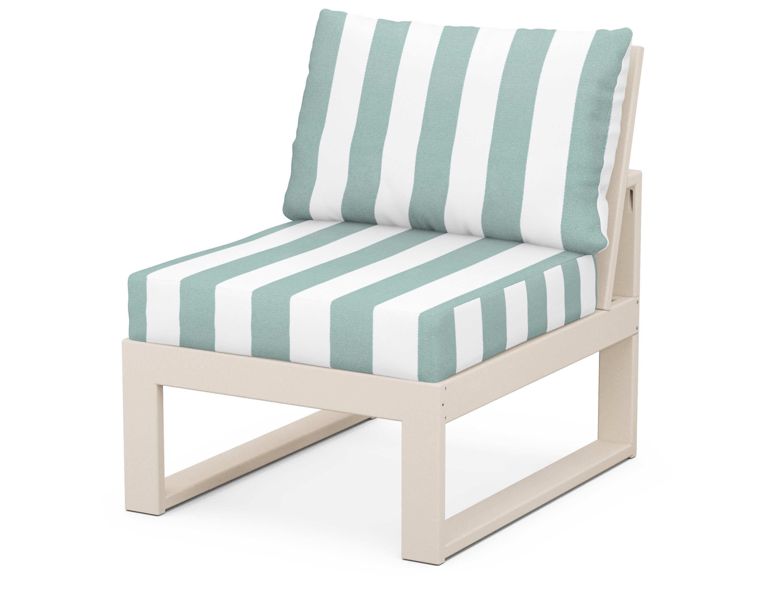 Modular Armless Chair in Sand / Cabana Stripe Glacier Spa