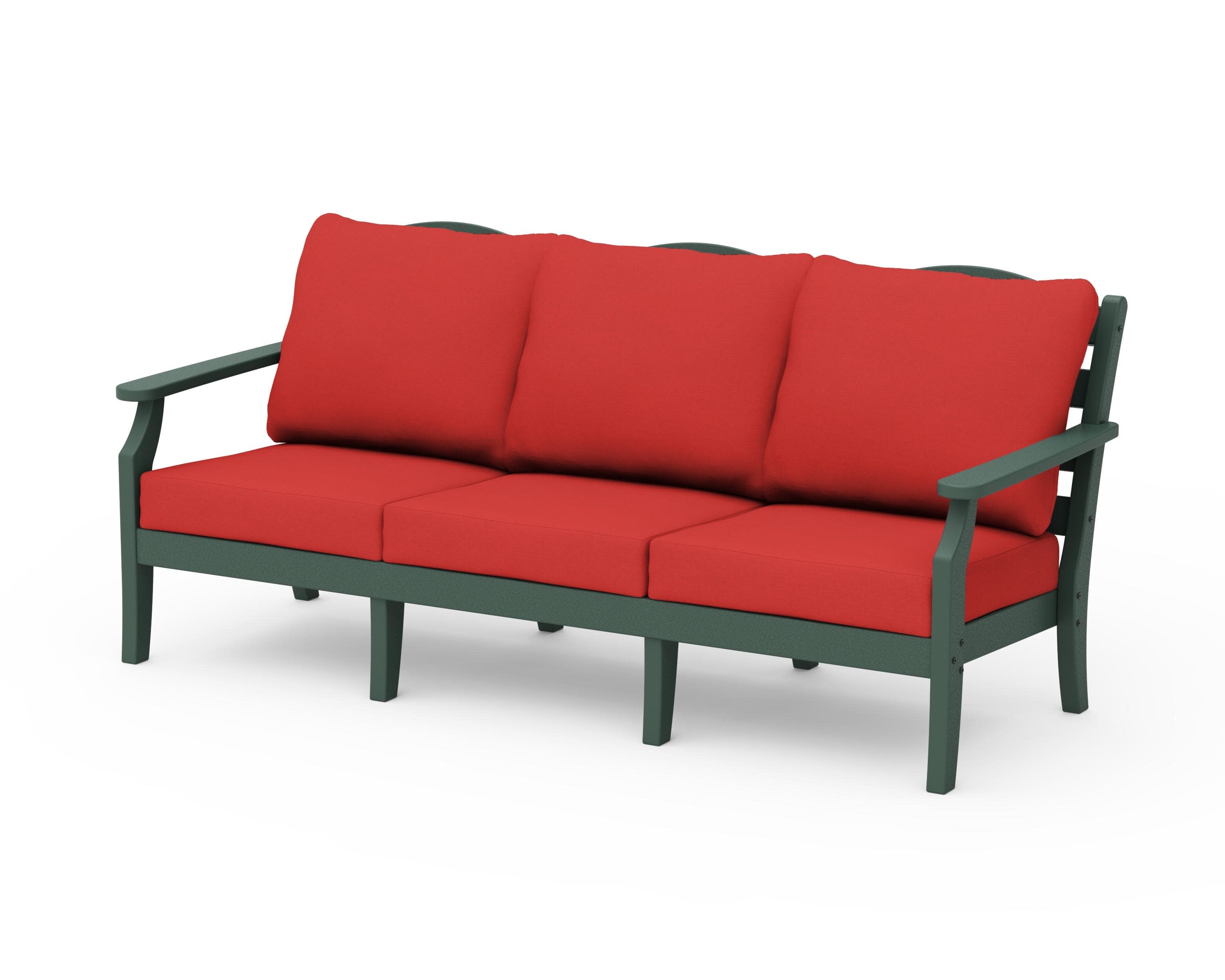 Savannah Deep Seating Sofa in Green / Crimson Linen