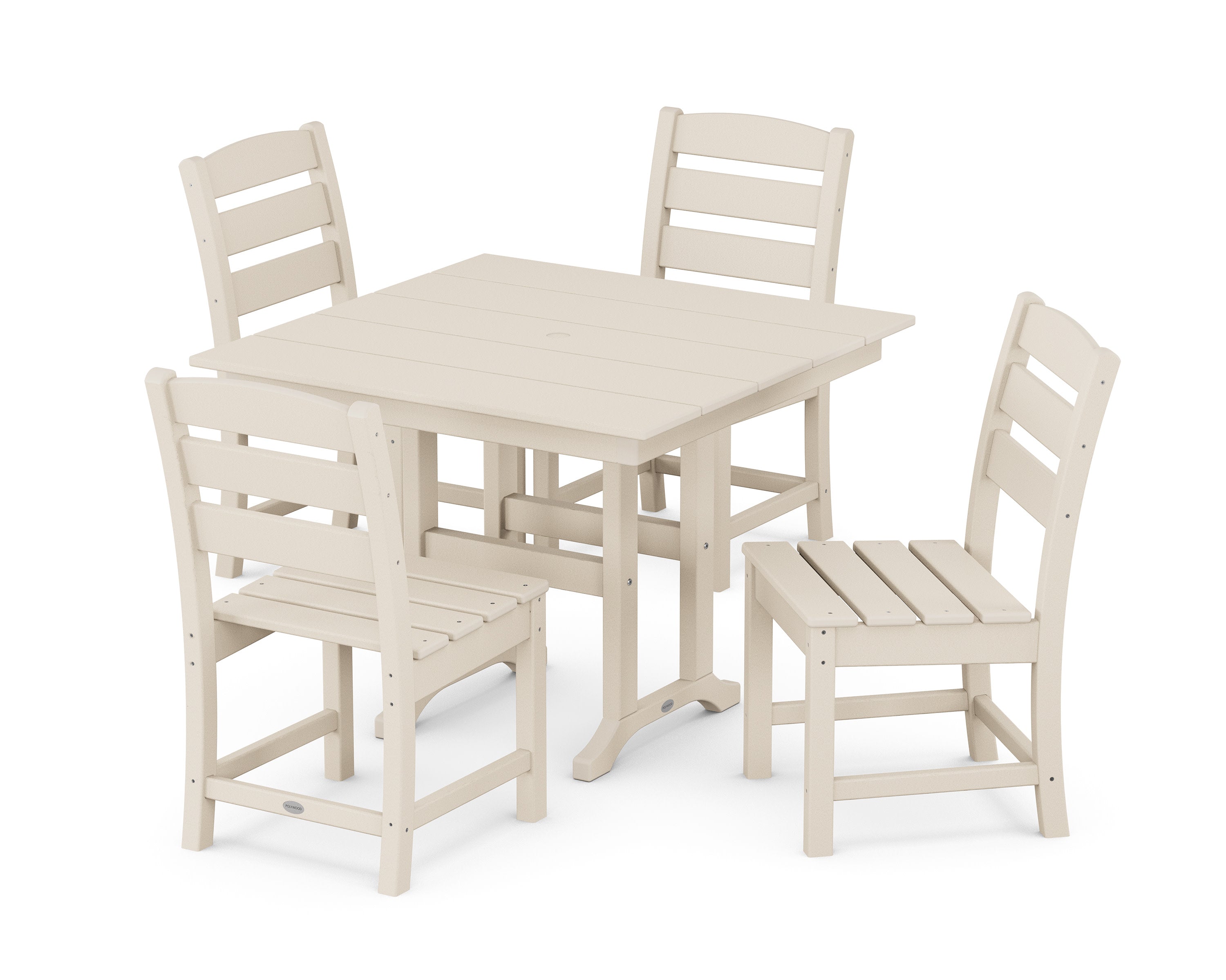 Lakeside Side Chair 5-Piece Farmhouse Dining Set in Sand