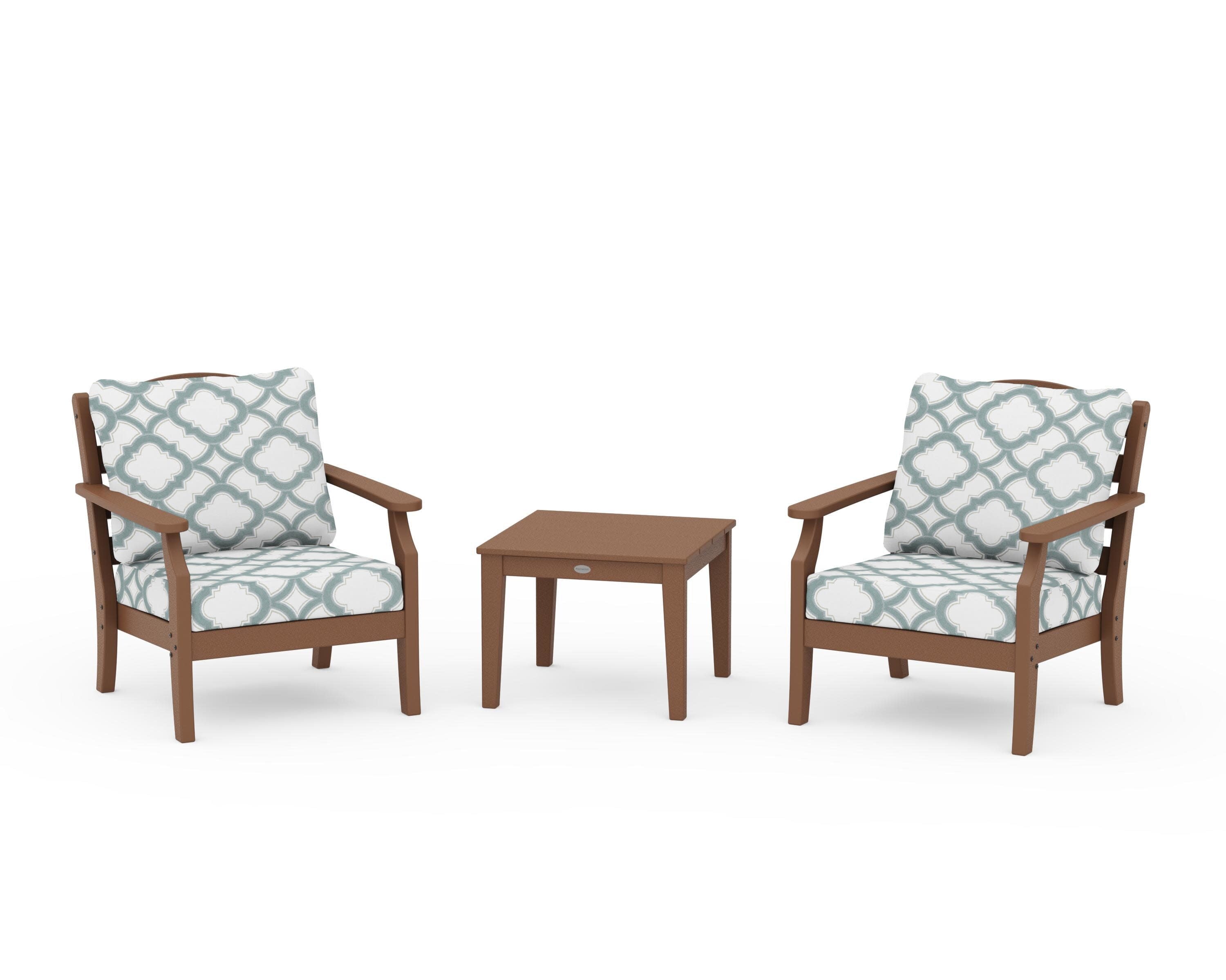 Savannah 3-Piece Deep Seating Set in Teak / Trellis Glacier Spa