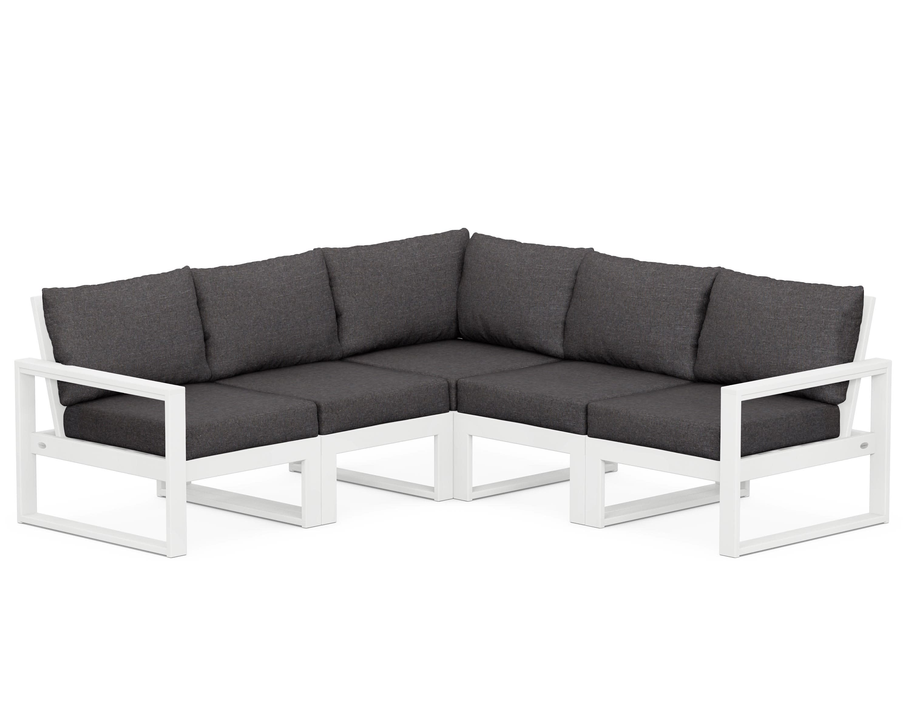 EDGE 5-Piece Modular Deep Seating Set in White / Ash Charcoal