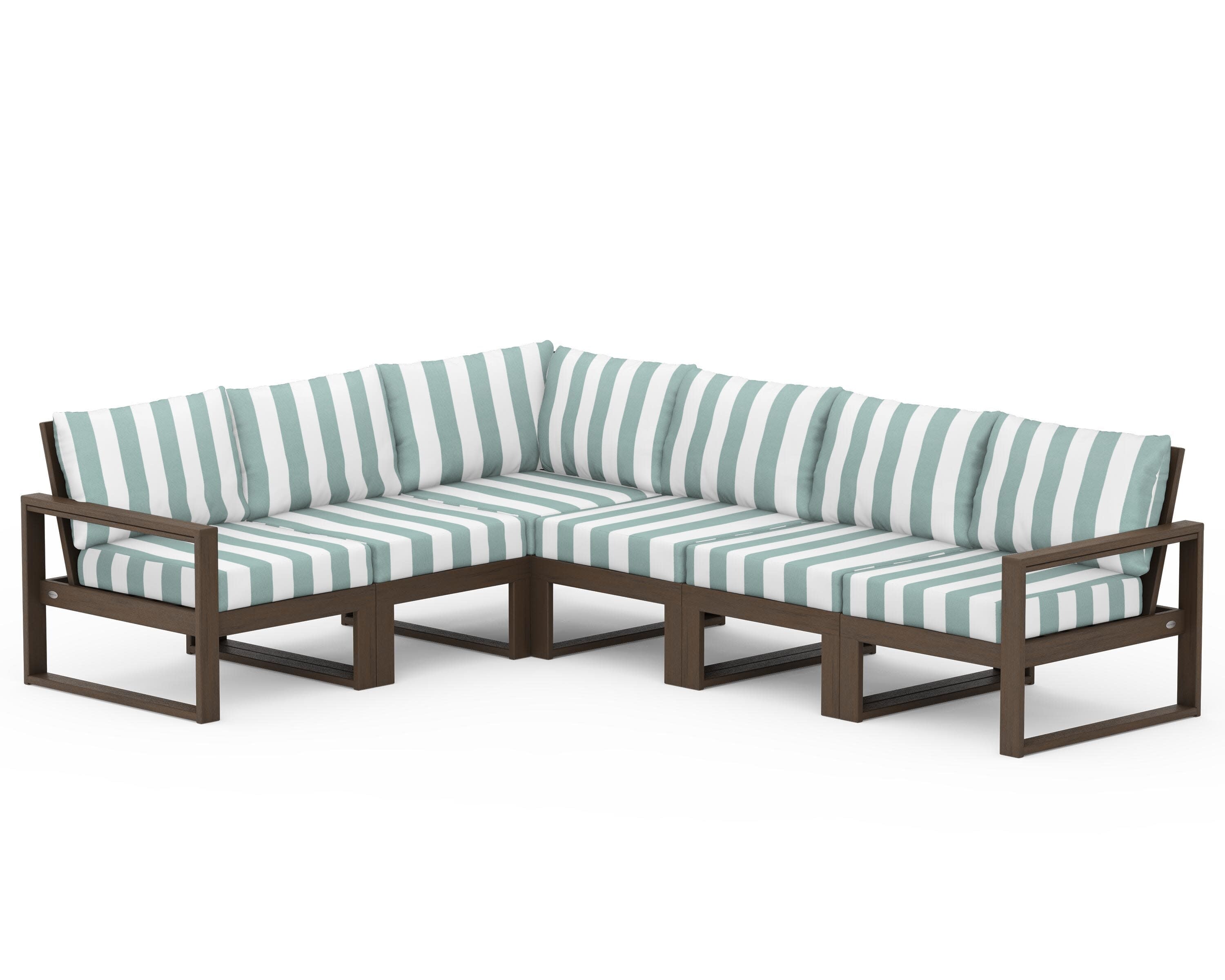EDGE 6-Piece Modular Deep Seating Set in Kona / Cabana Stripe Glacier Spa