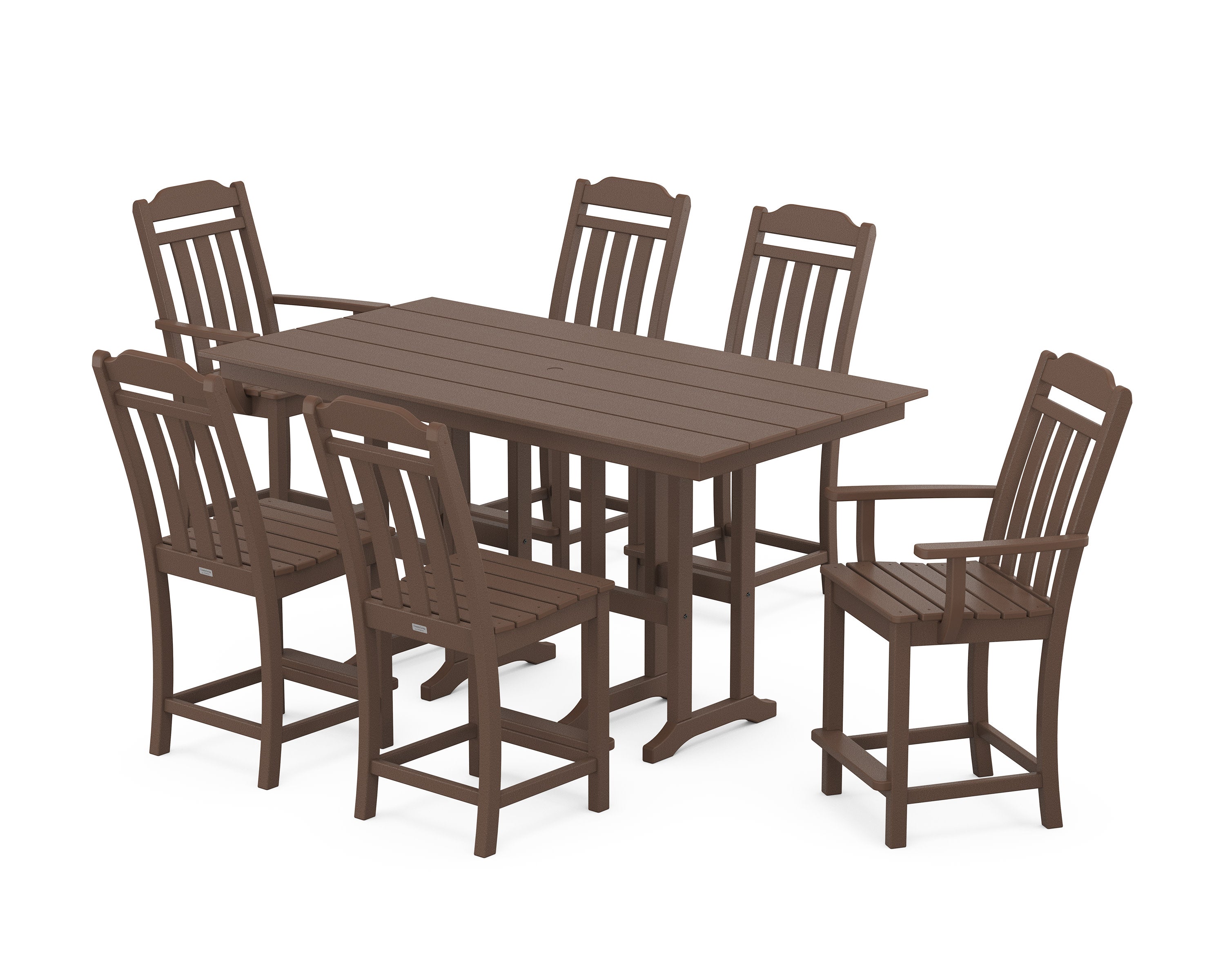 Cottage 7-Piece Farmhouse Counter Set in Mahogany
