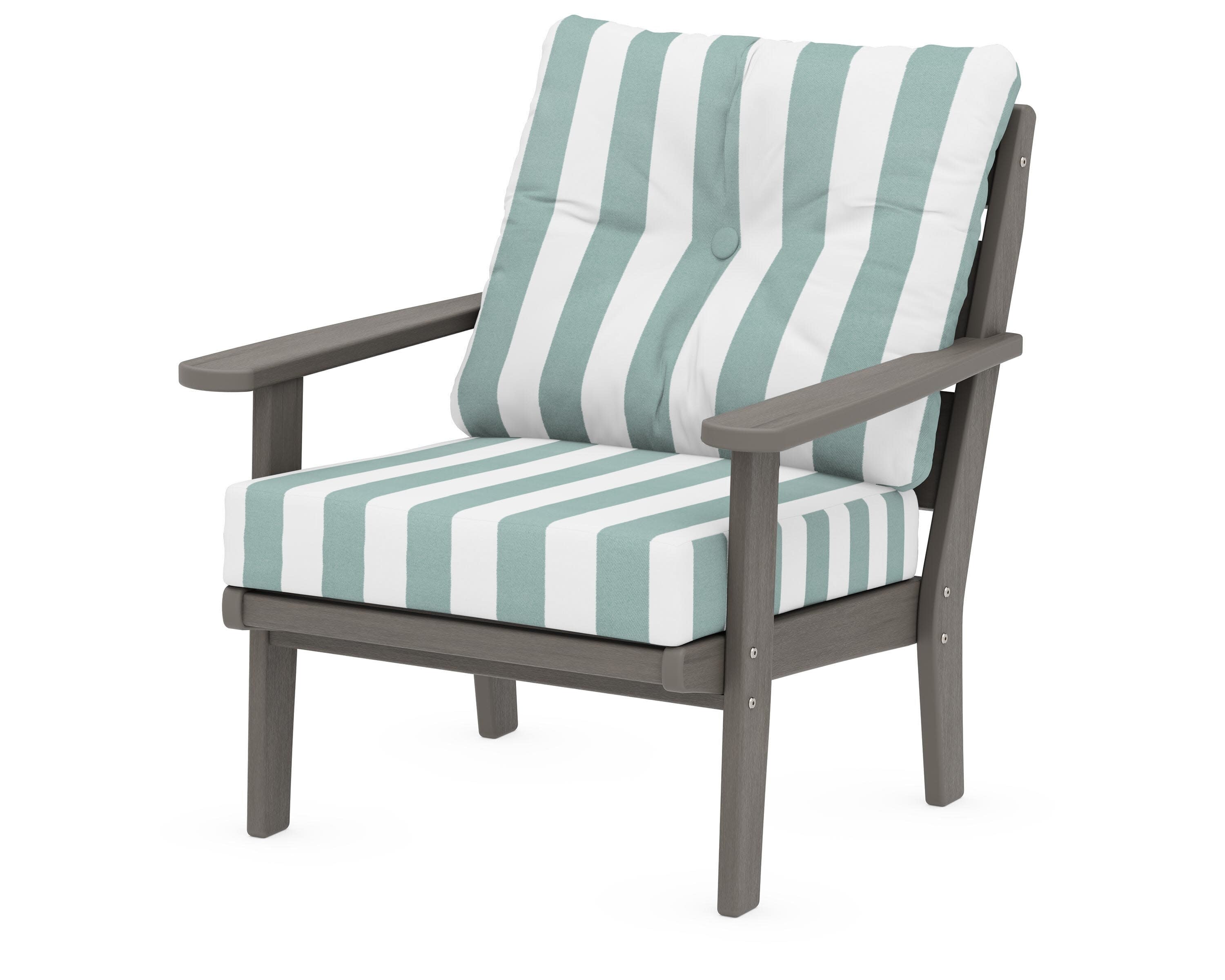 Lakeside Deep Seating Chair in Driftwood / Cabana Stripe Glacier Spa