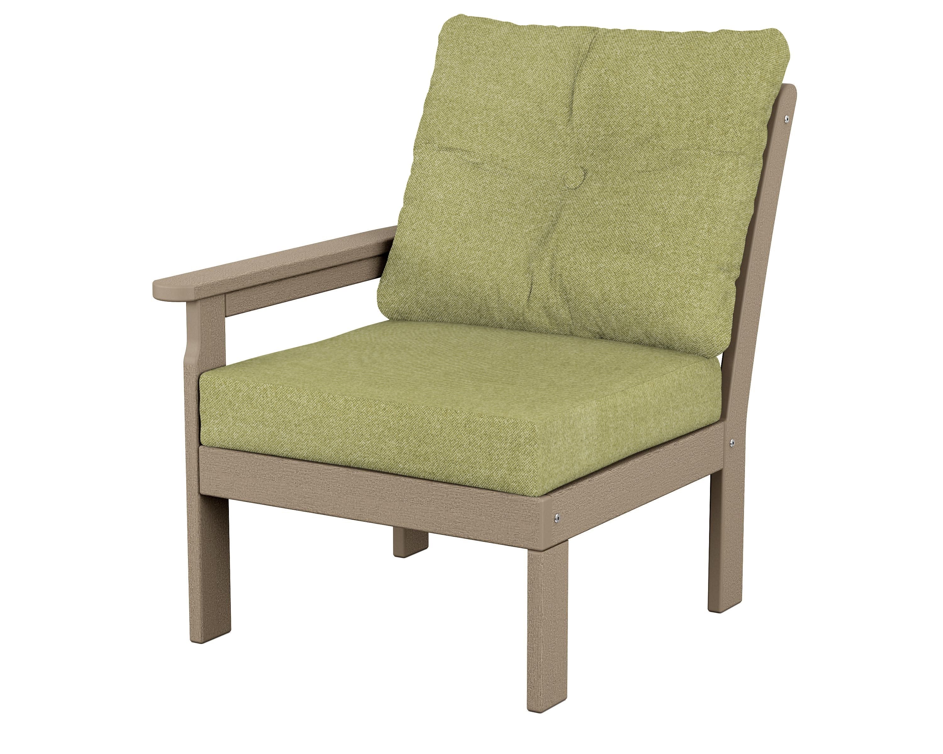 Vineyard Modular Left Arm Chair in Vintage Sahara / Chartreuse Boucle