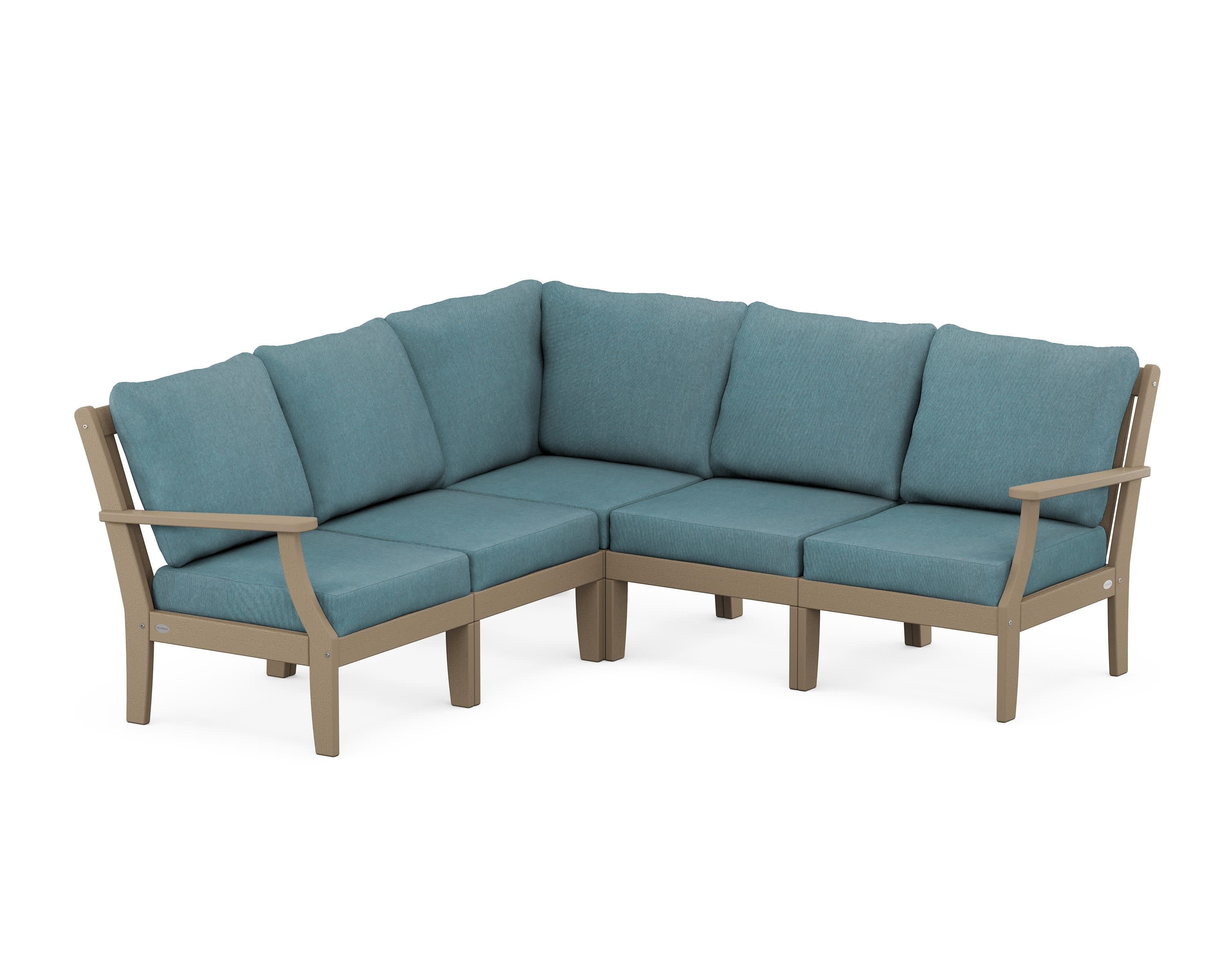 Braxton Modular 5-Piece Deep Seating Set in Vintage Sahara / Ocean Teal